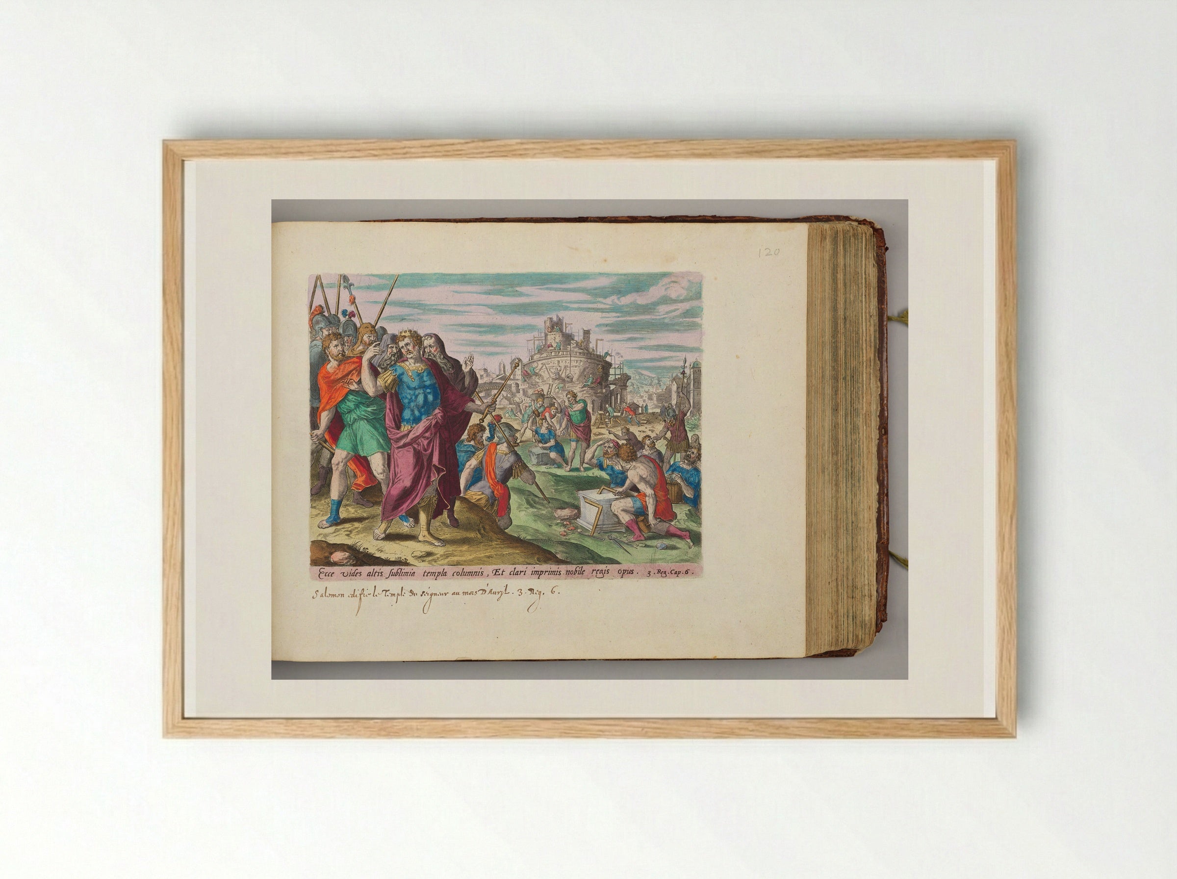 Solomon Building the Temple - Hans Collaert the Elder - Framed Print Wood