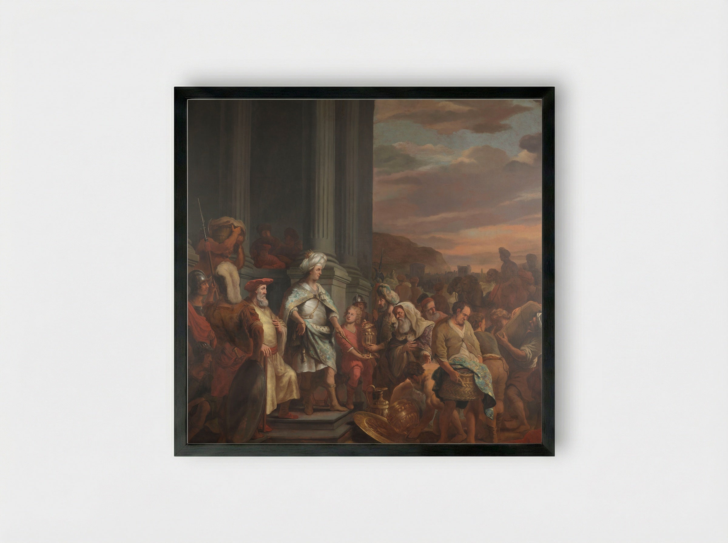Solomon Receiving Gifts - Ferdinand Bol - Framed Print Black