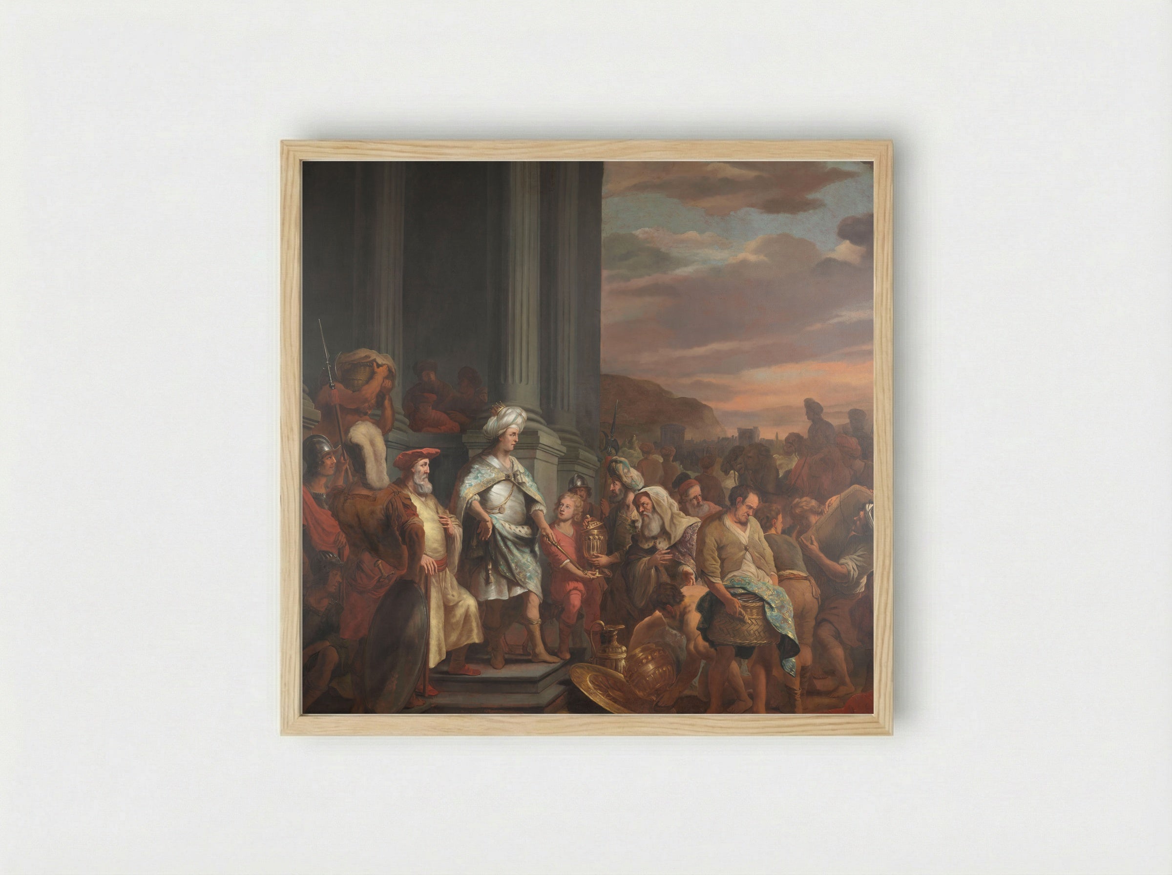 Solomon Receiving Gifts - Ferdinand Bol - Framed Print Wood