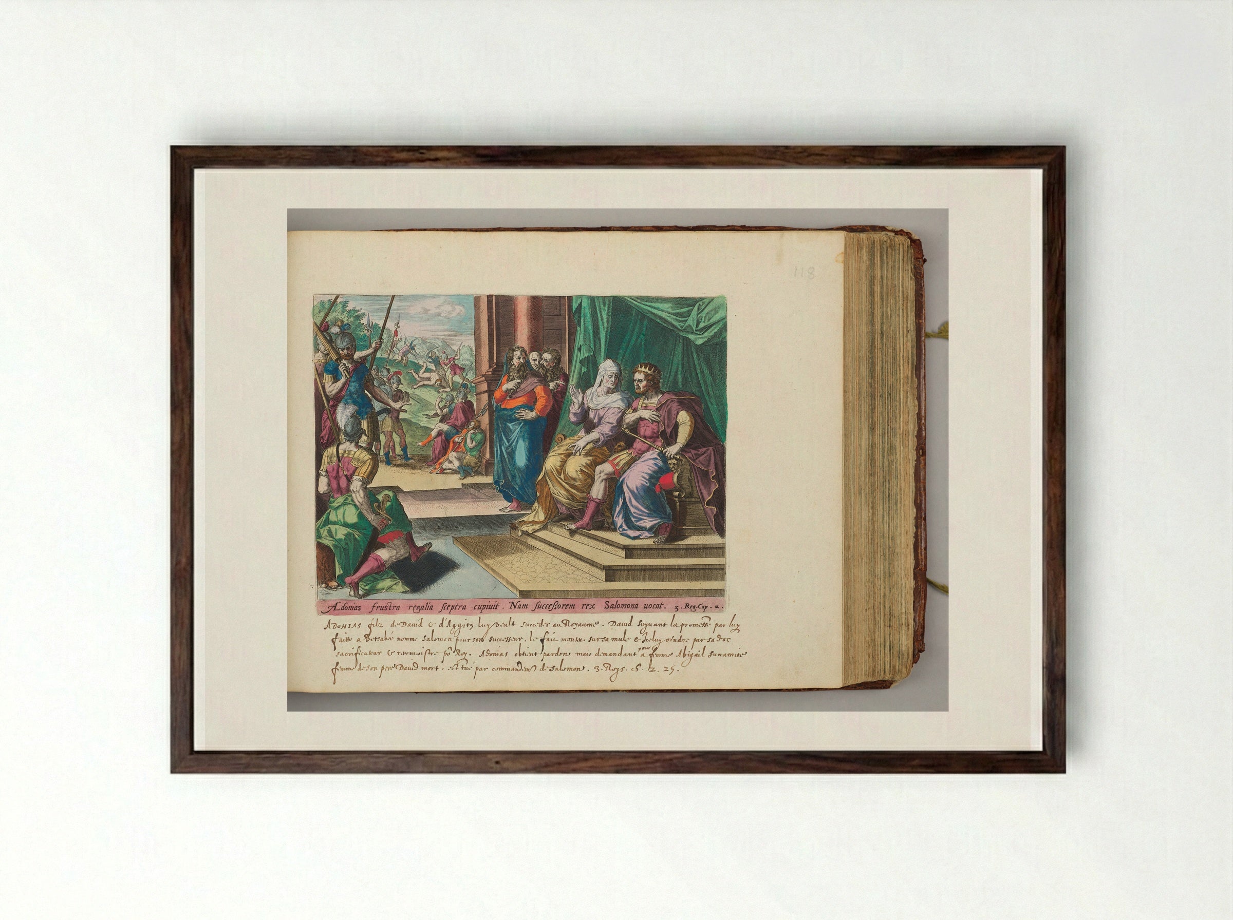 Solomon Sentences Adonijah to Death - Hans Collaert the Elder - Framed Print Dark Wood