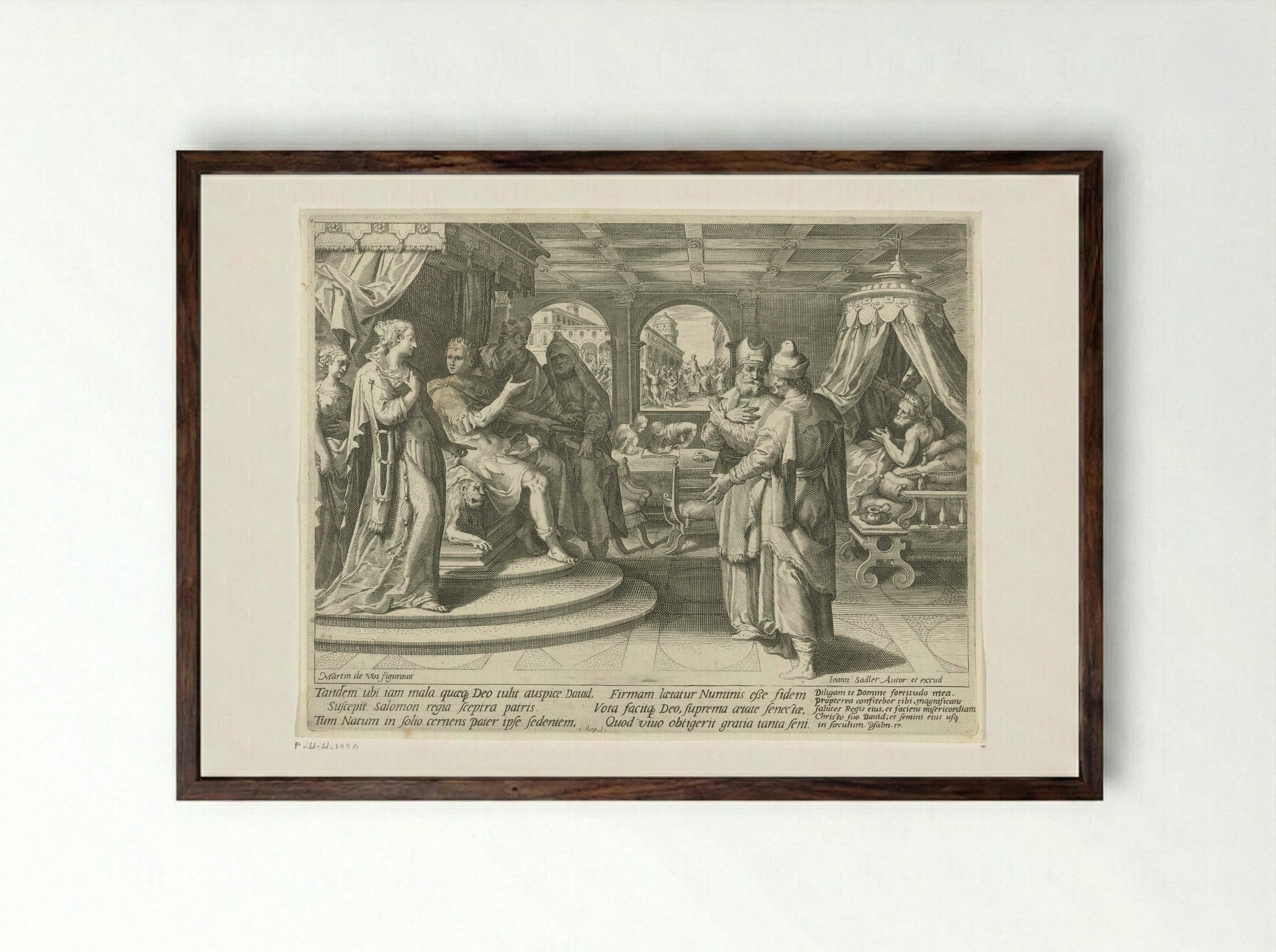 Solomon Succeeds David as King of Israel - Aegidius Sadeler (II) - Framed Print Dark Wood