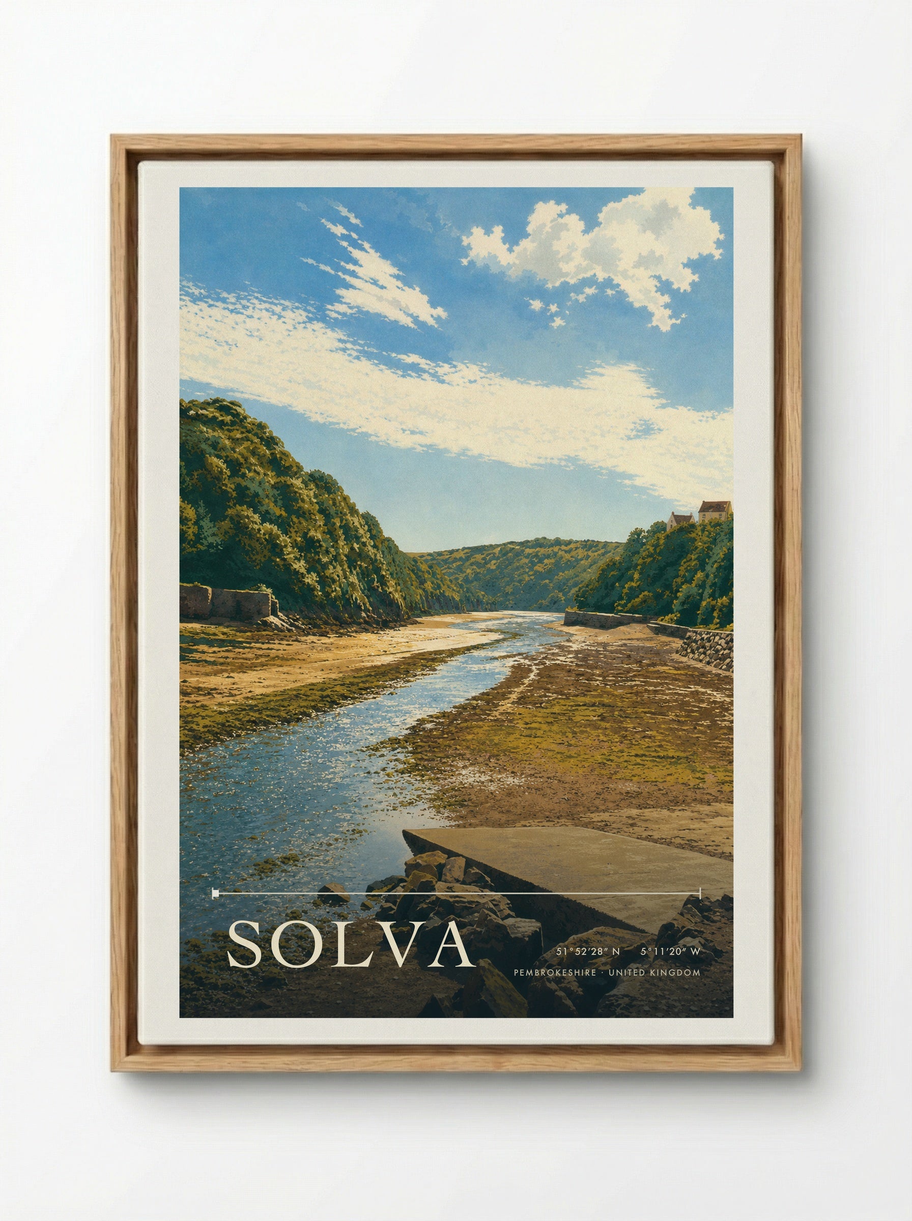 Solva Pembrokeshire United Kingdom Travel Poster - Framed Canvas Wood