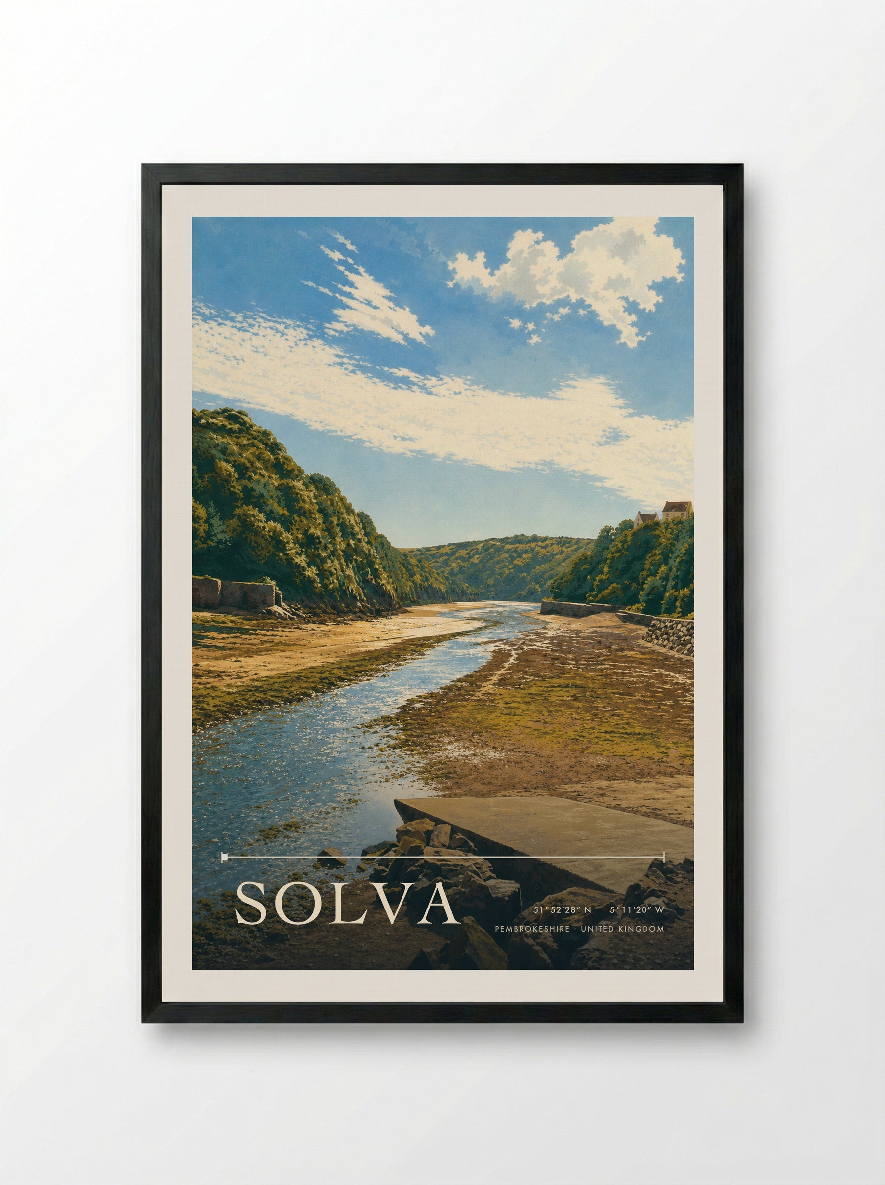 Solva Pembrokeshire United Kingdom Travel Poster - Framed Print Black