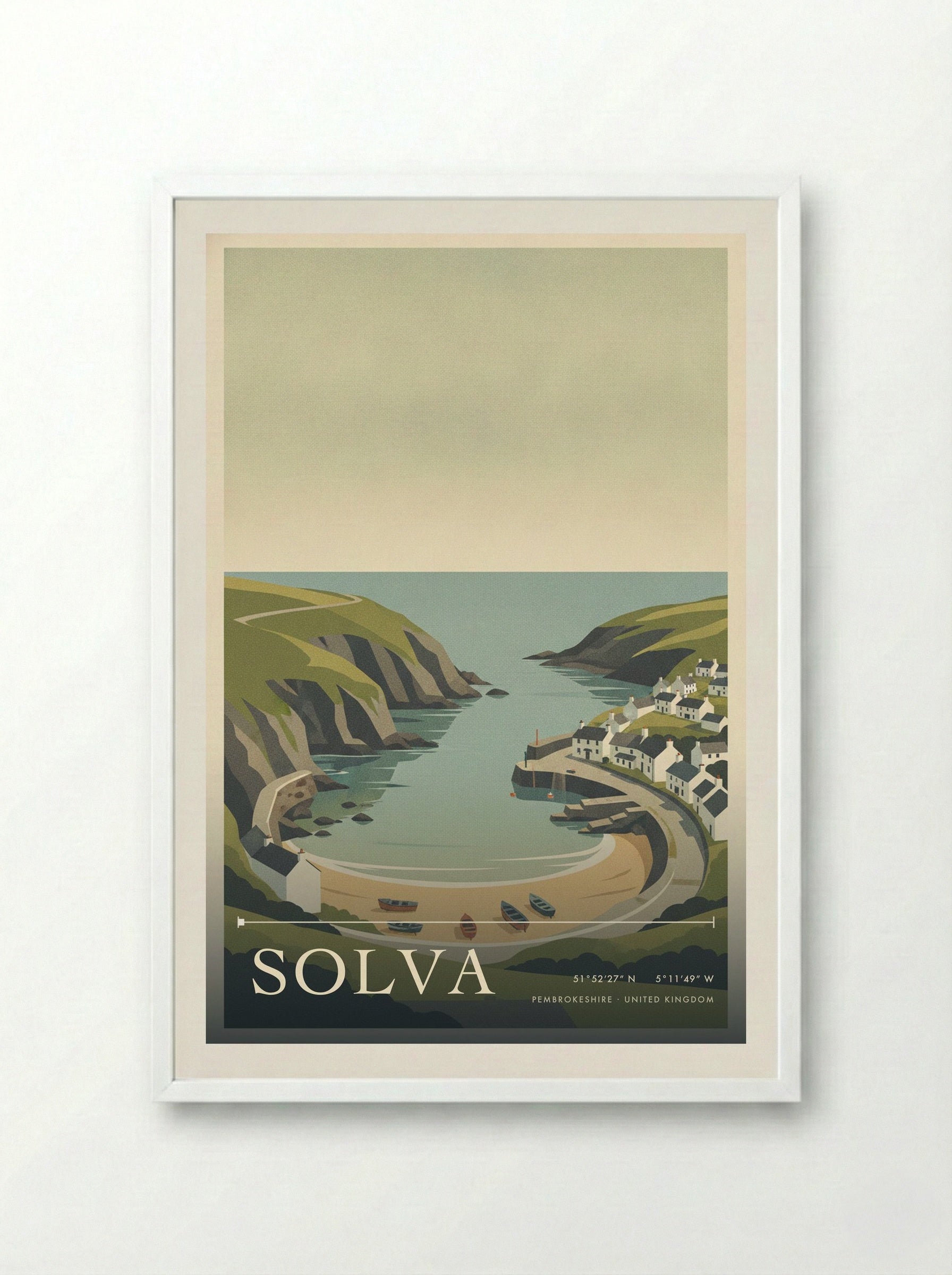 Solva Pembrokeshire United Kingdom Travel Poster - Framed Print White