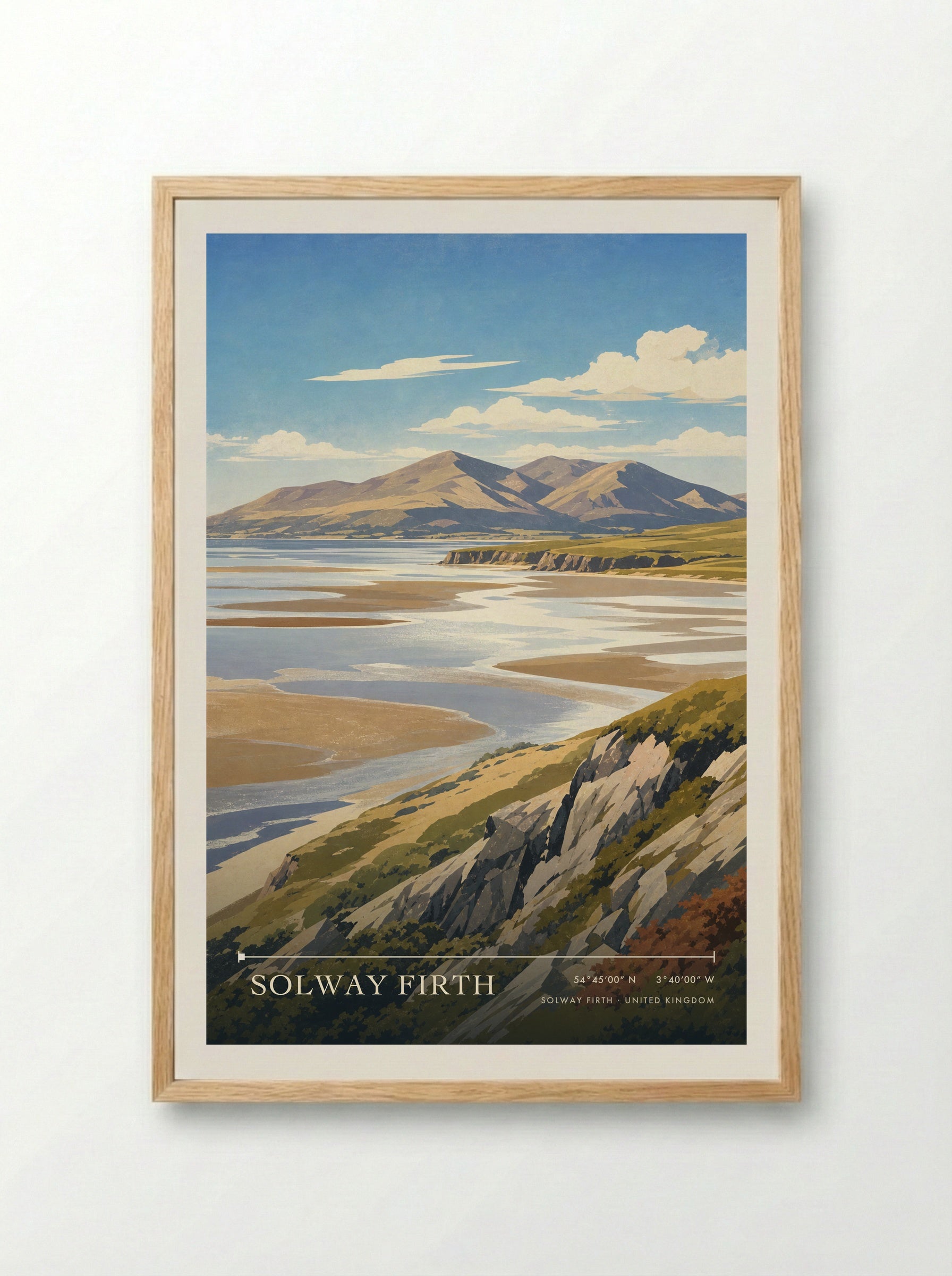 Solway Firth United Kingdom Travel Poster - Framed Print Wood