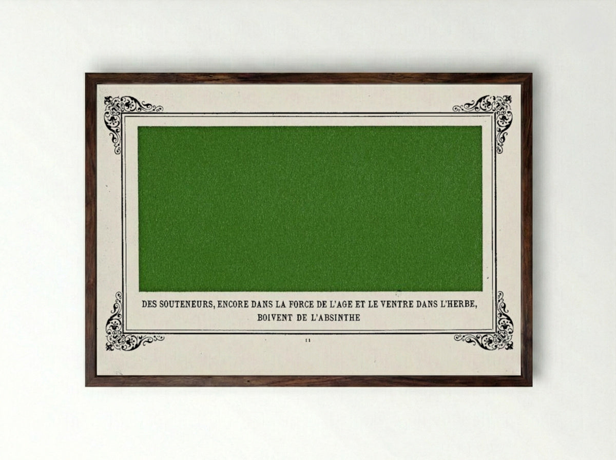 Some Pimps, Known as Green Backs, on their Bellies in the Grass, Drinking Absinthe - Alphonse Allais - Framed Print Dark Wood