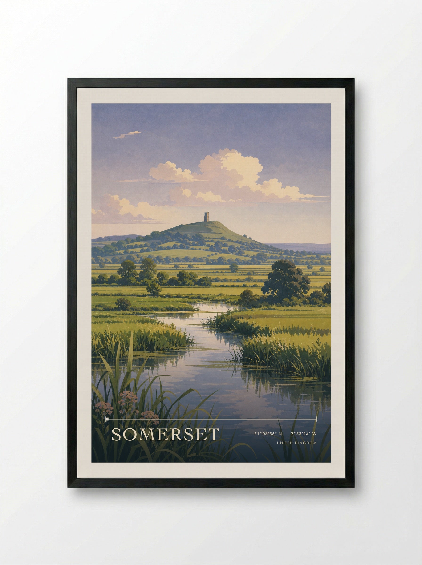 Somerset United Kingdom Travel Poster - Framed Print Black