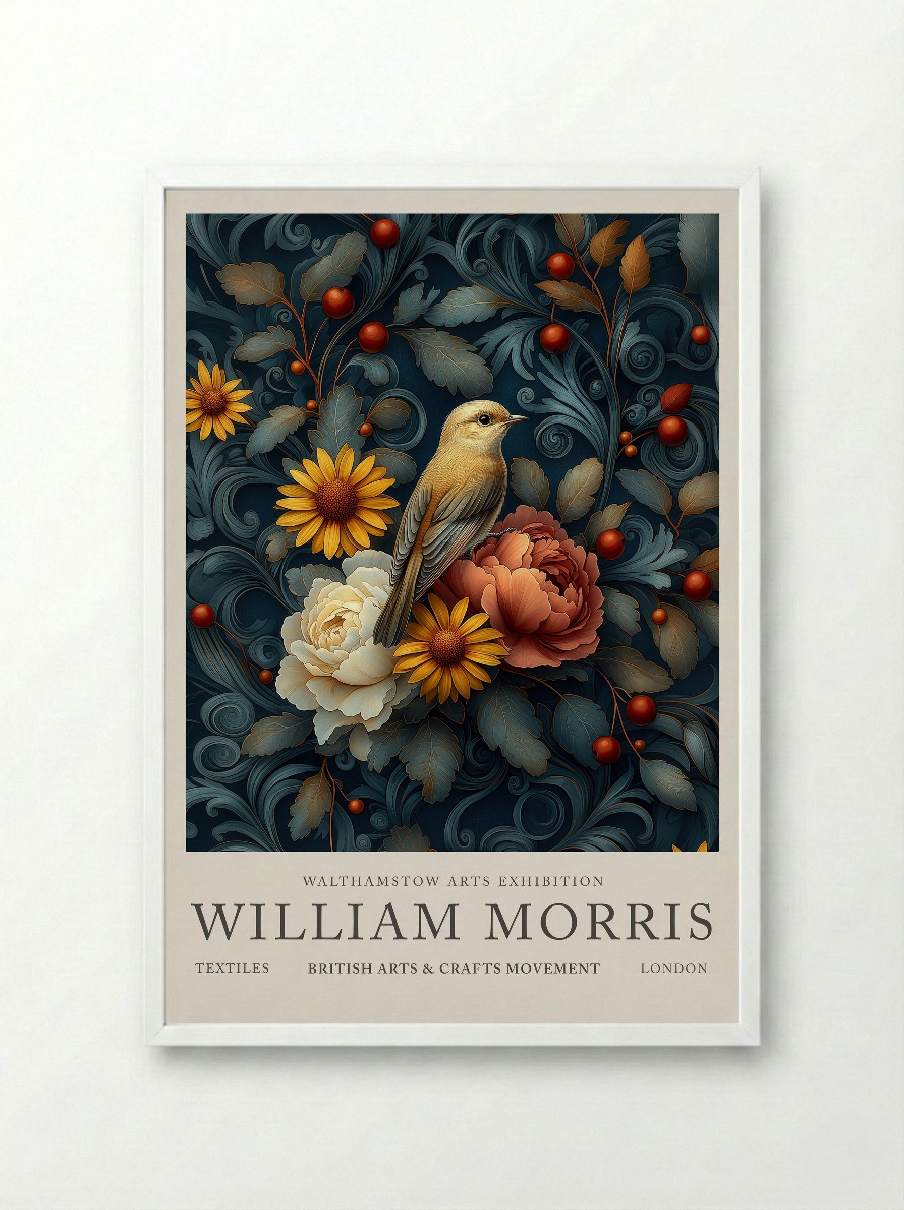 Songbird Serenade - William Morris - Framed Print White