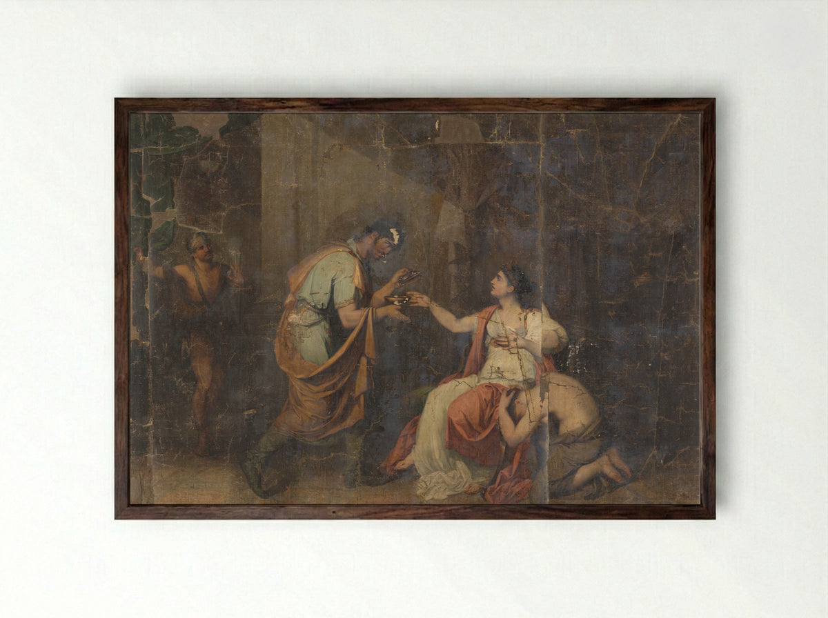 Sophonisba Kneeling Before Masinissa - Benjamin Wolff - Framed Print Dark Wood