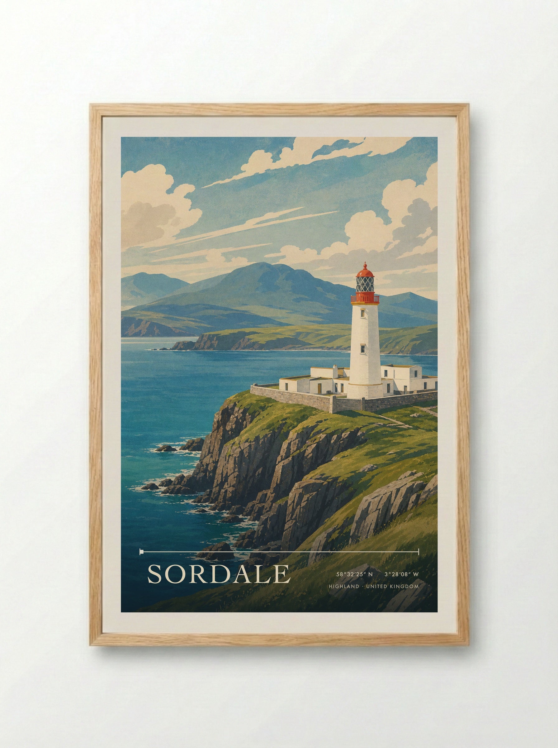 Sordale Highland United Kingdom Travel Poster - Framed Print Wood