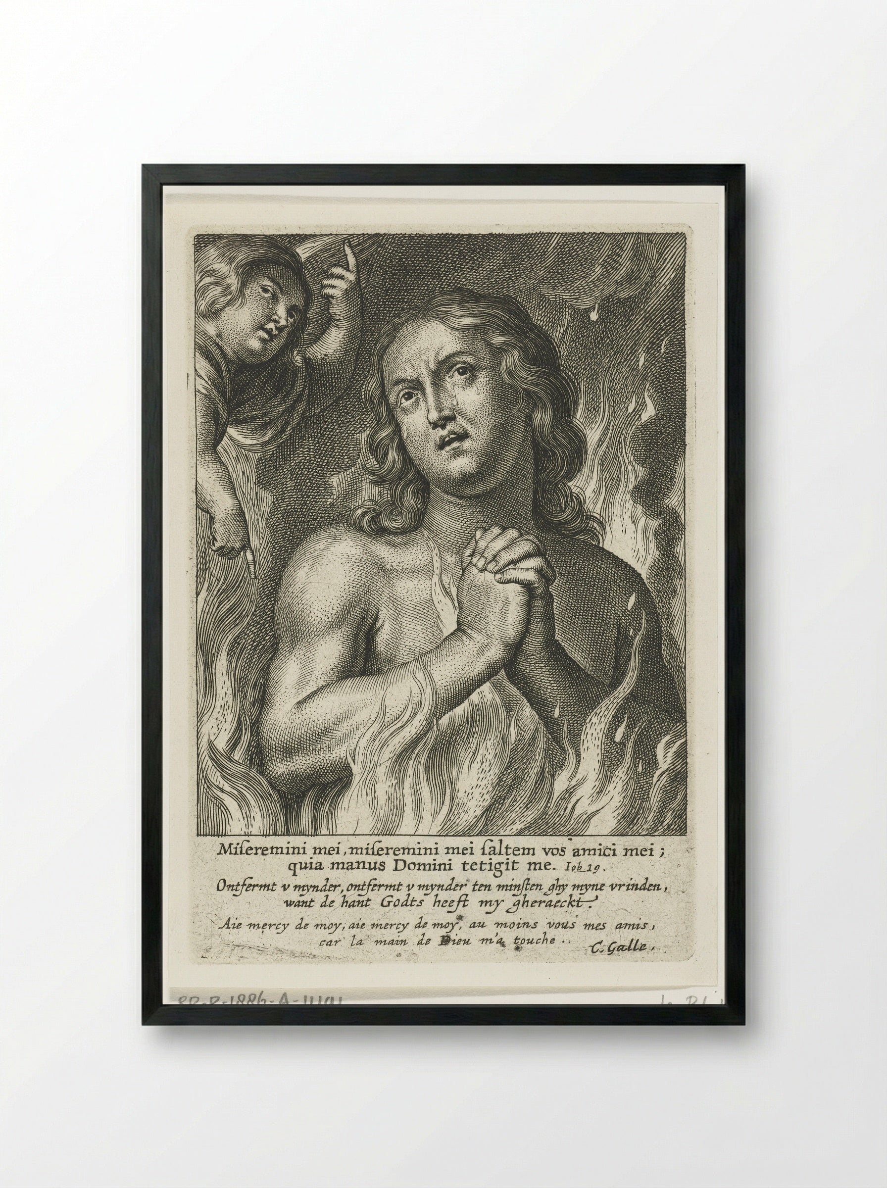 Soul in Purgatory Praying for Mercy - Schelte Adamsz. Bolswert - Framed Print Black