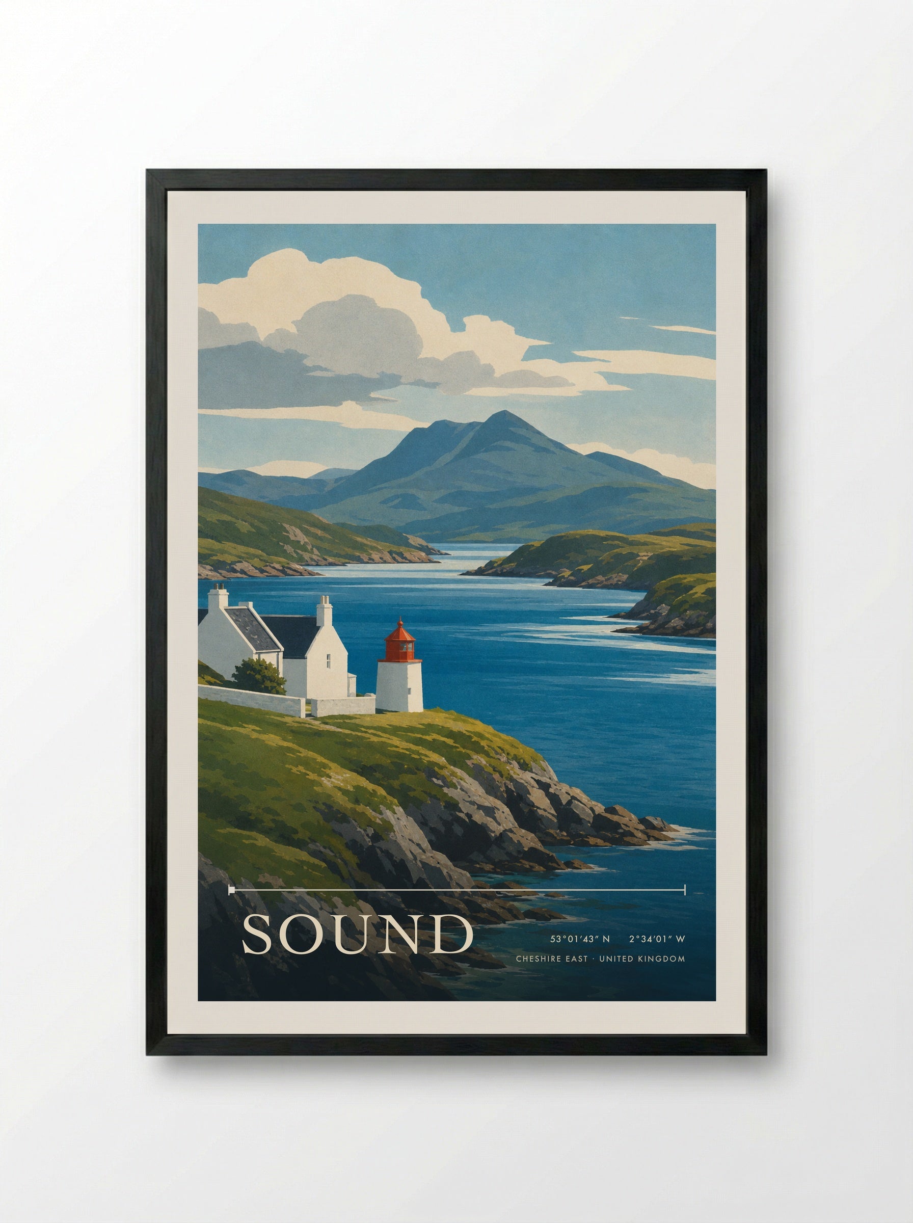 Sound Cheshire East United Kingdom Travel Poster - Framed Print Black