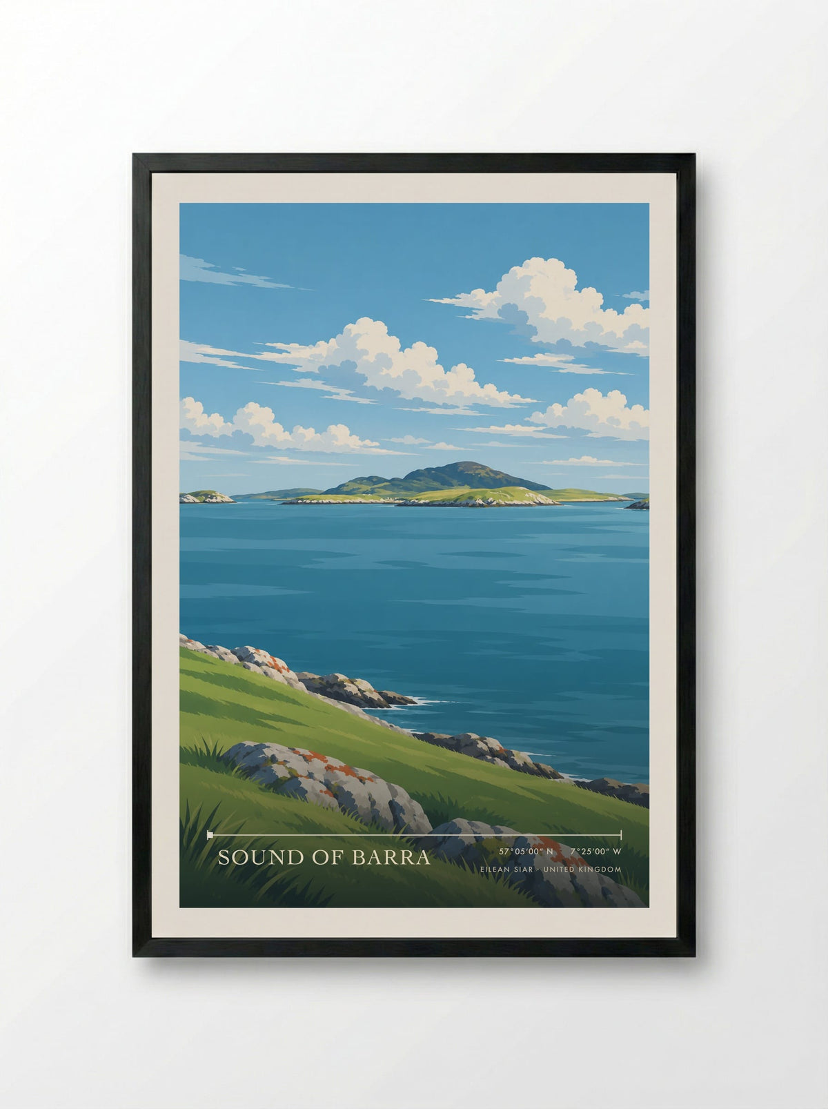 Sound of Barra, Eilean Siar | Travel Poster - Framed Print Black