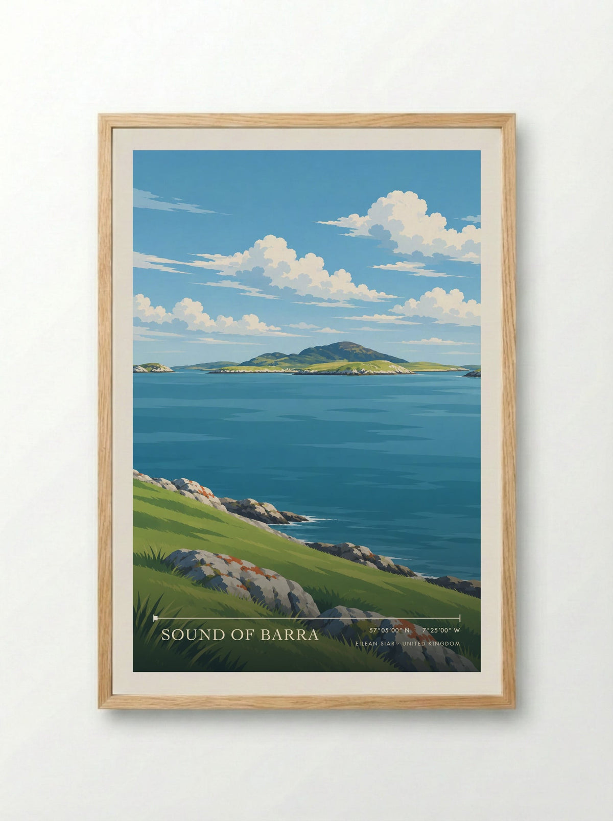 Sound of Barra, Eilean Siar | Travel Poster - Framed Print Wood