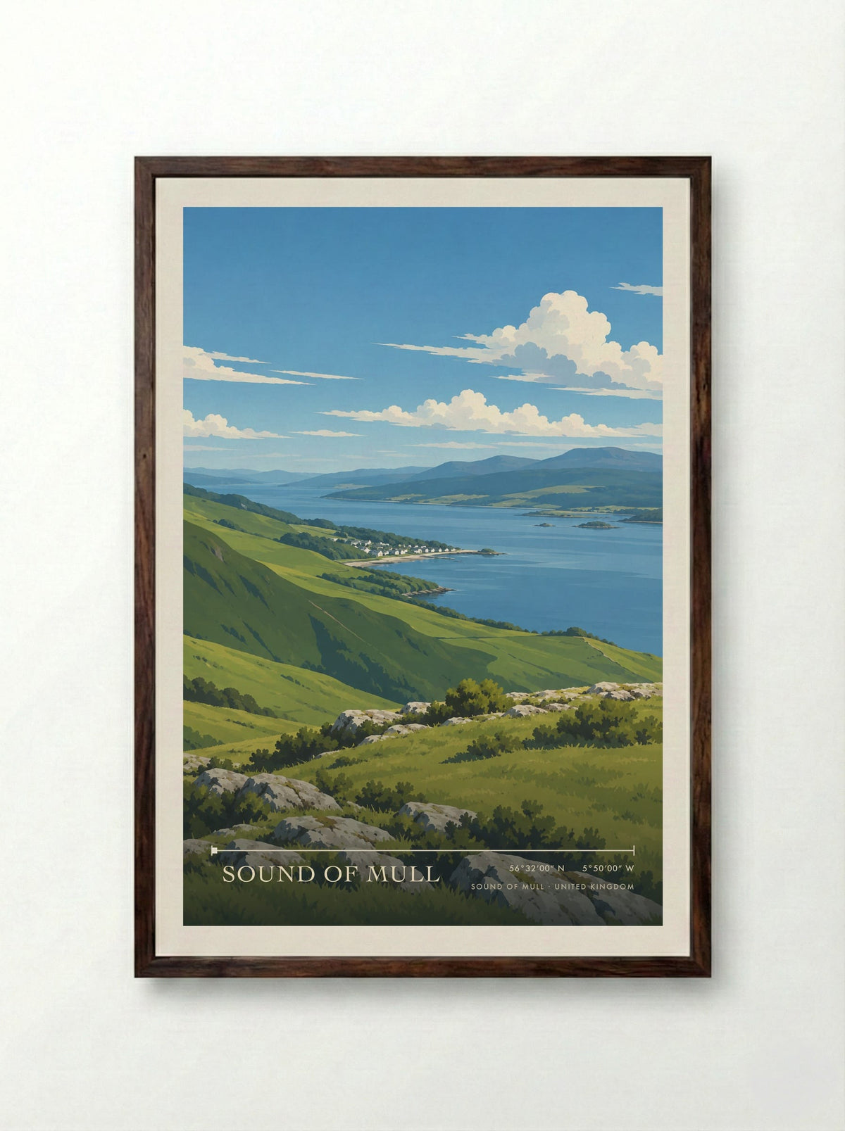 Sound of Mull | Travel Poster - Framed Print Dark Wood