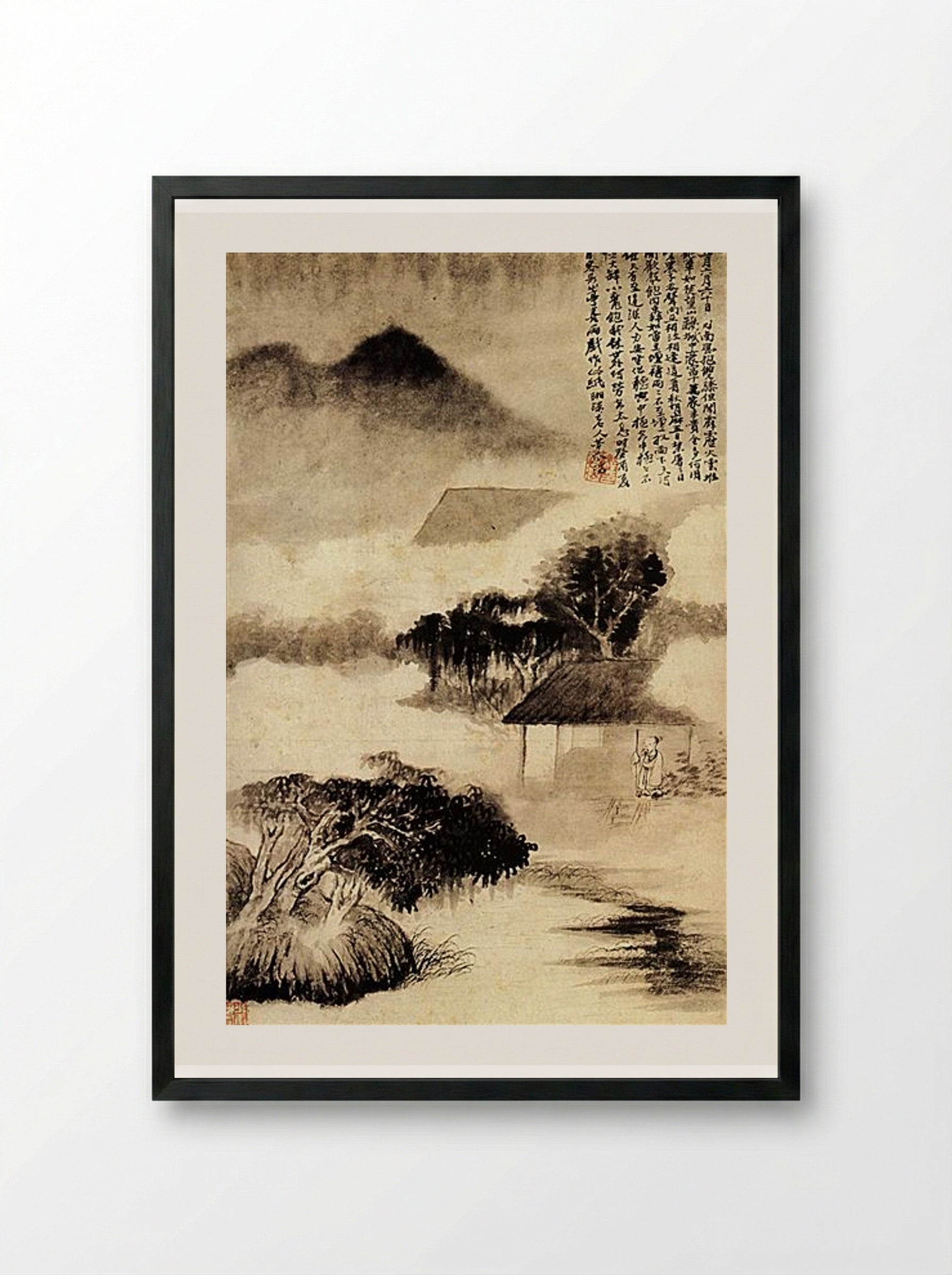Sound of Thunder in the Distance - Shitao - Framed Print Black