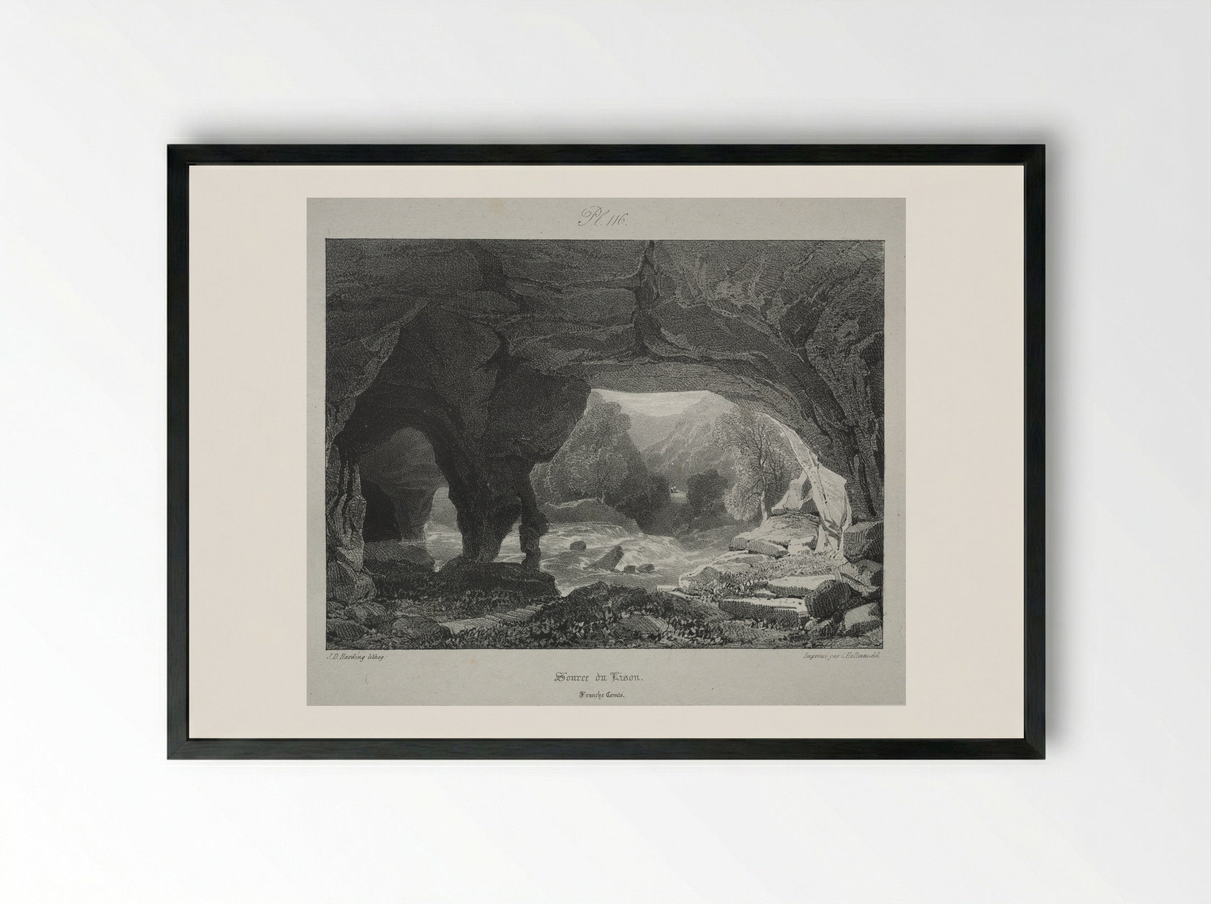 Source du Lison, Franche Comté - James Duffield Harding - Framed Print Black