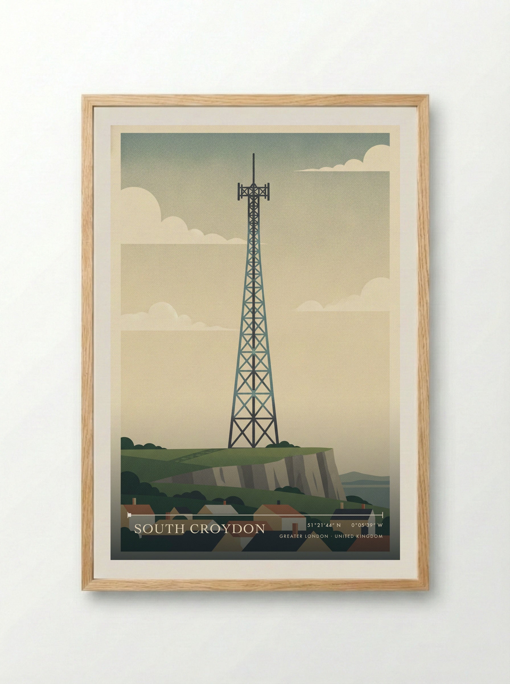South Croydon Greater London United Kingdom Travel Poster - Framed Print Wood