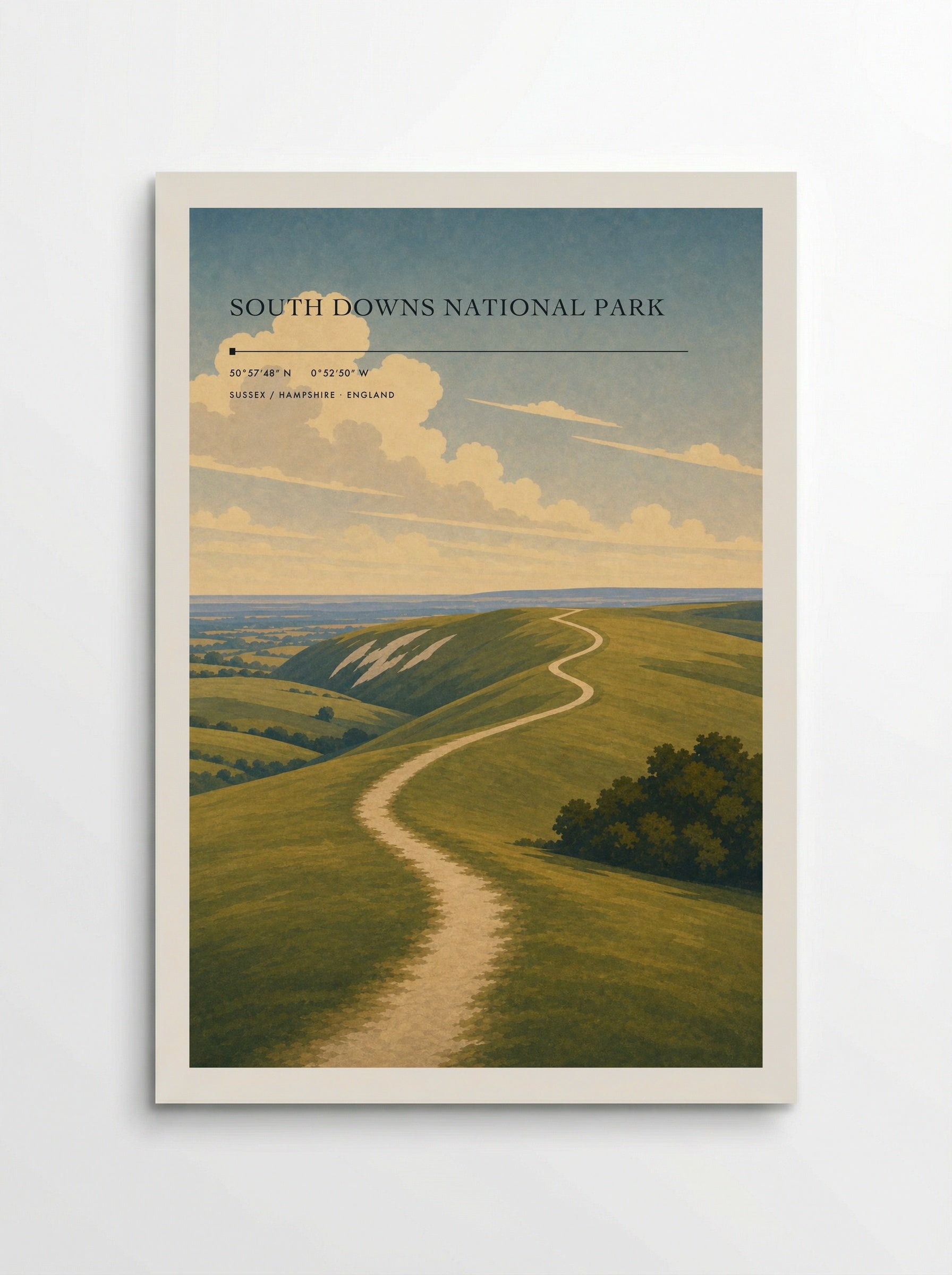 South Downs National Park Sussex / Hampshire England Travel Poster - Poster