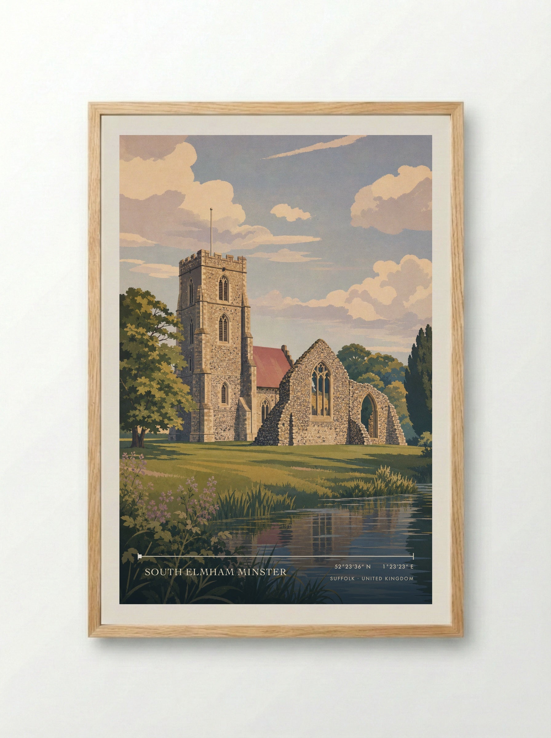 South Elmham Minster Suffolk United Kingdom Travel Poster - Framed Print Wood
