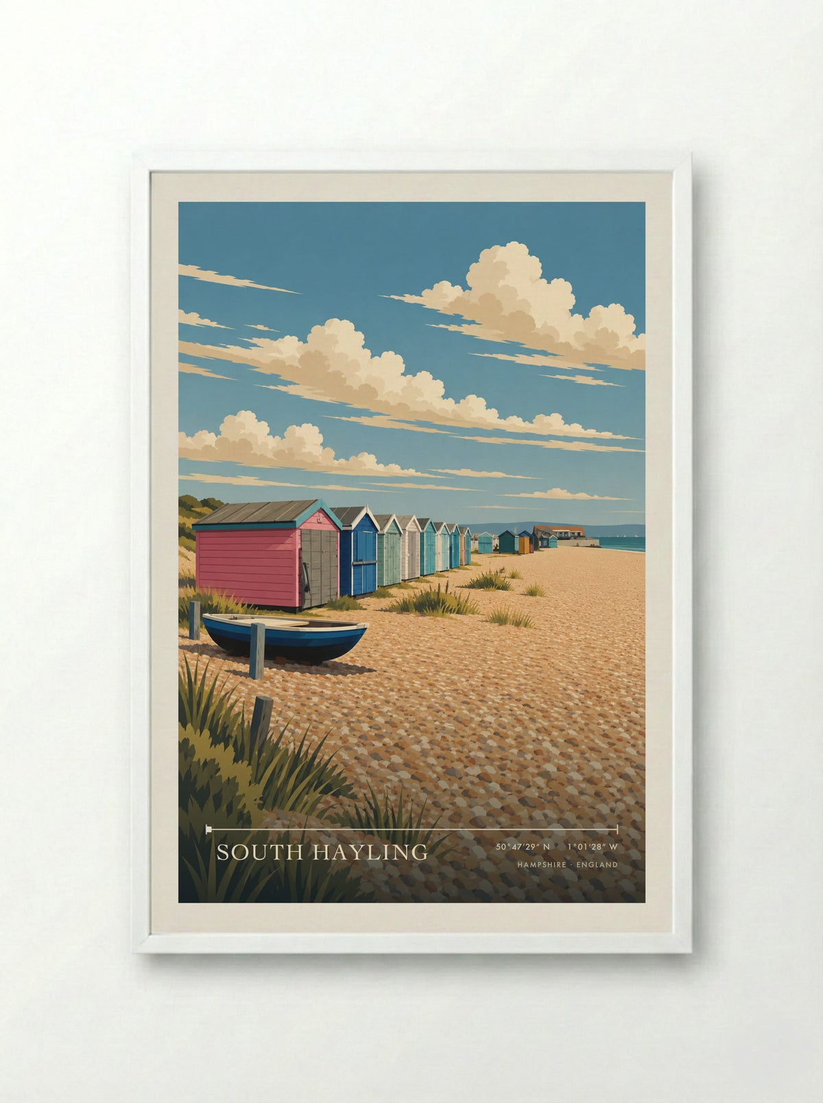 South Hayling, Hampshire | Travel Poster - Framed Print White