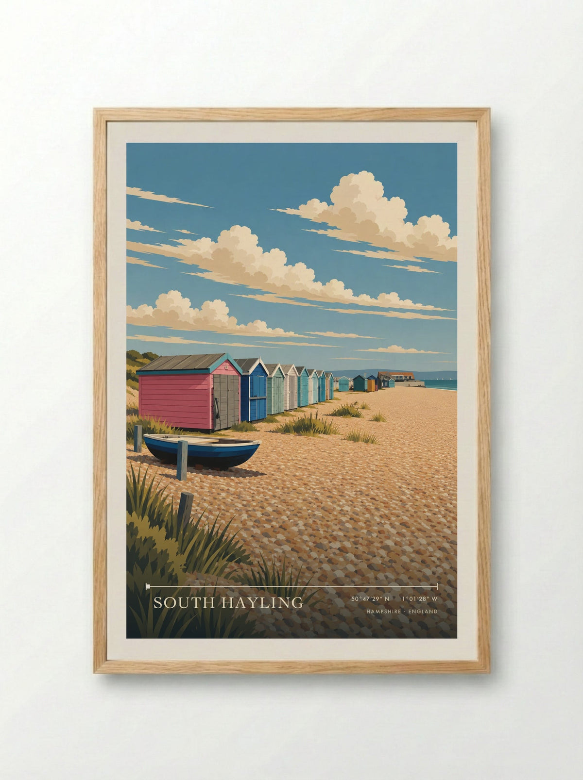 South Hayling, Hampshire | Travel Poster - Framed Print Wood