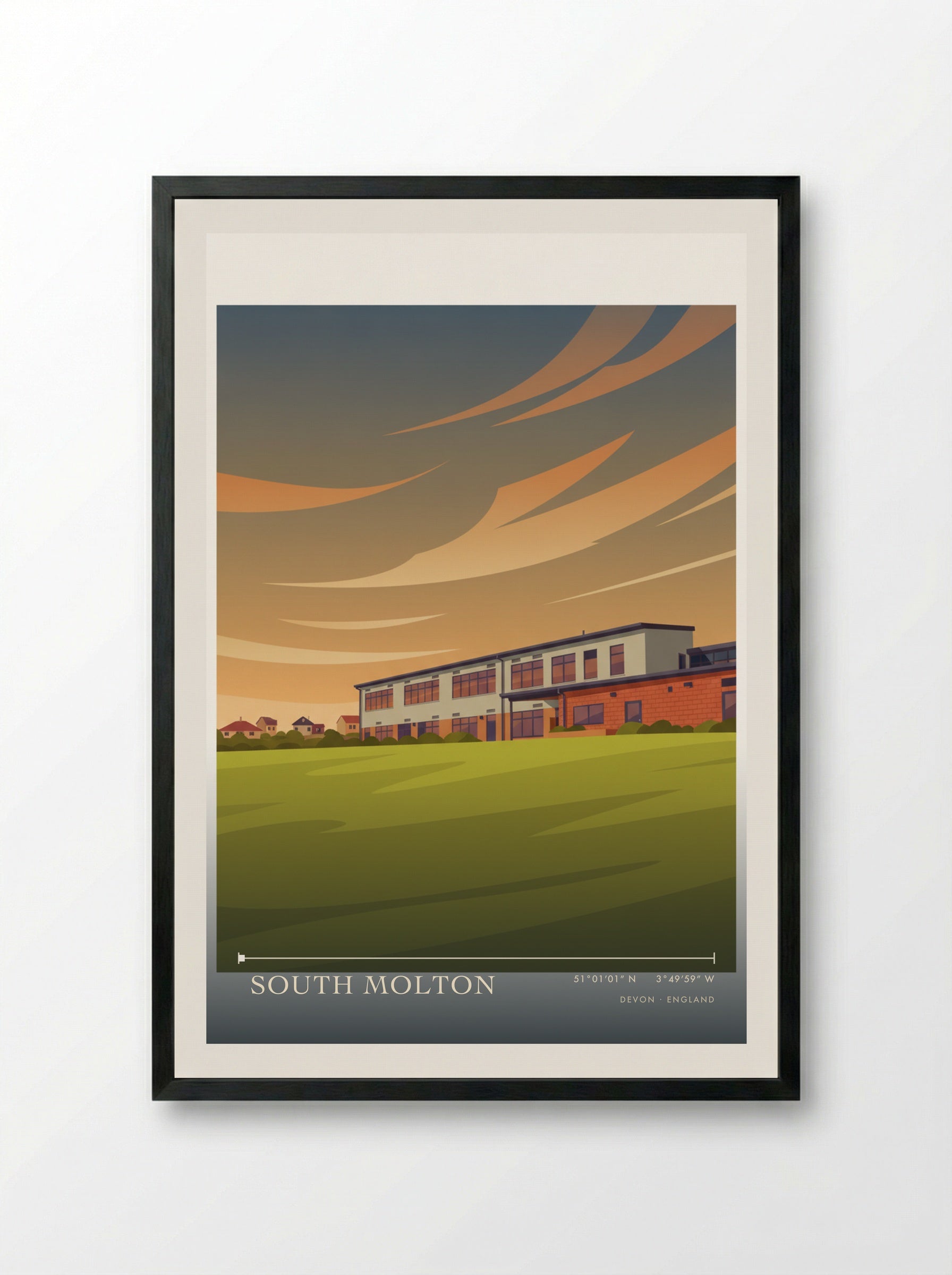 South Molton Devon England Travel Poster - Framed Print Black