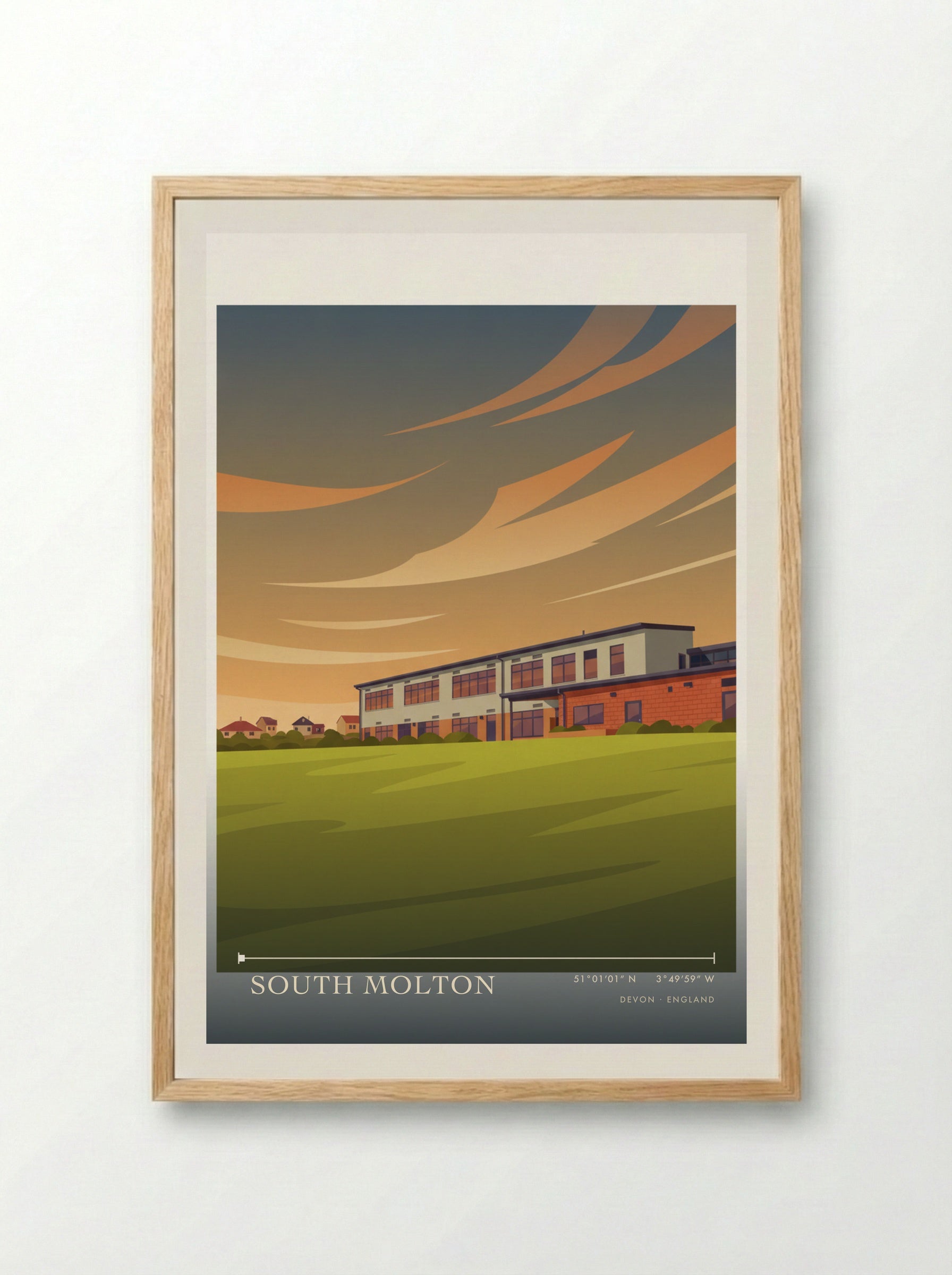 South Molton Devon England Travel Poster - Framed Print Wood