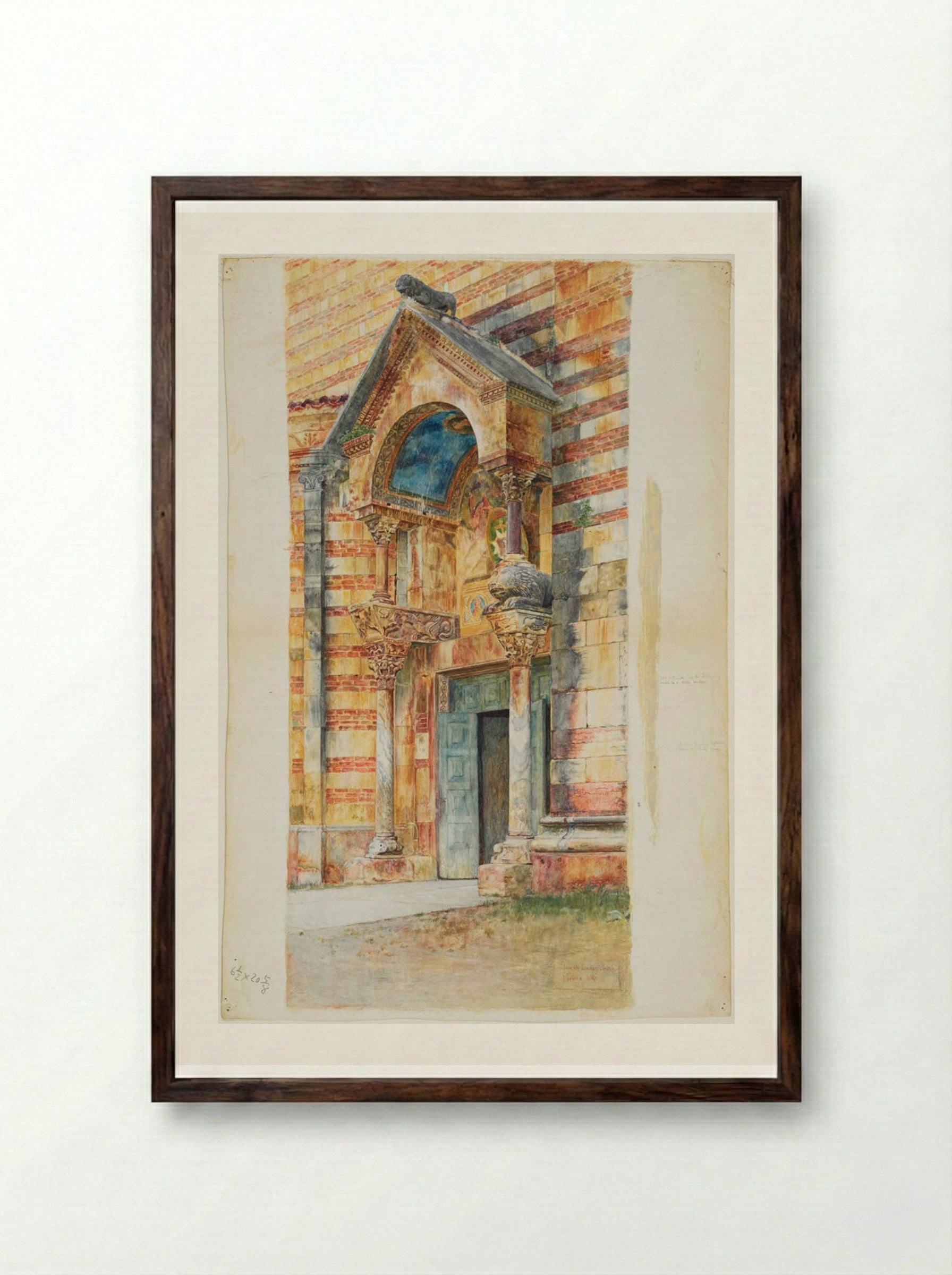 South Porch, Duomo, Verona, Italy - Joseph Lindon Smith - Framed Print Dark Wood