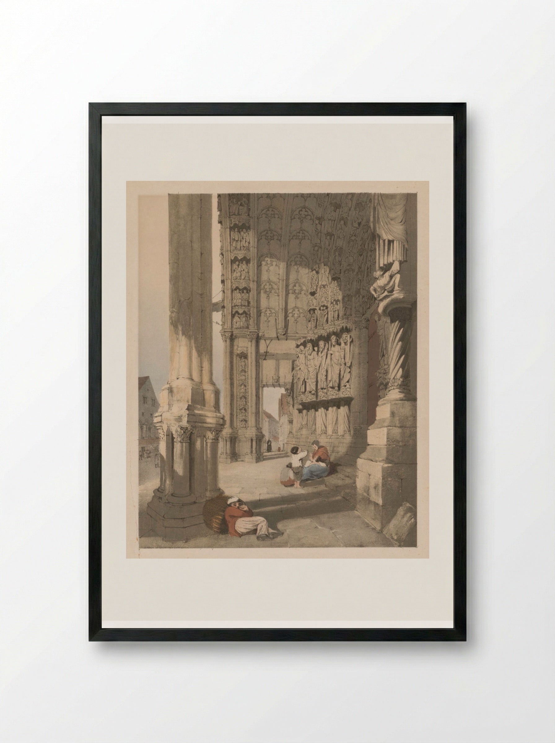 South Porch of Chartres Cathedral - Thomas Shotter Boys - Framed Print Black