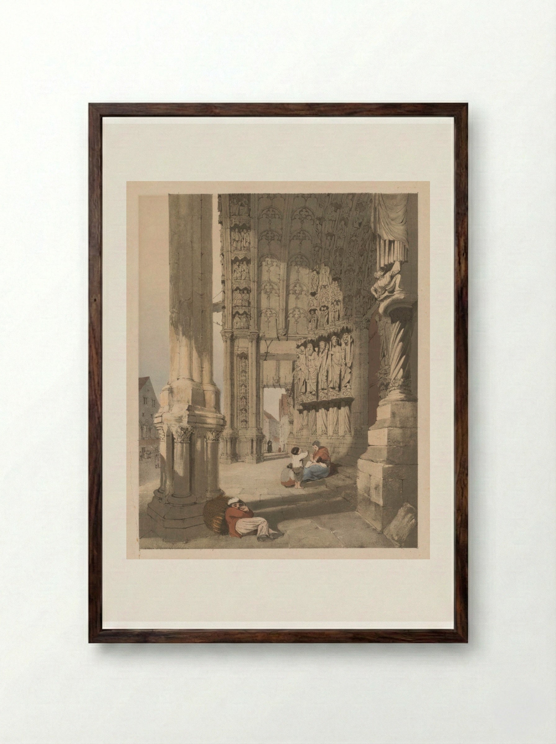 South Porch of Chartres Cathedral - Thomas Shotter Boys - Framed Print Dark Wood