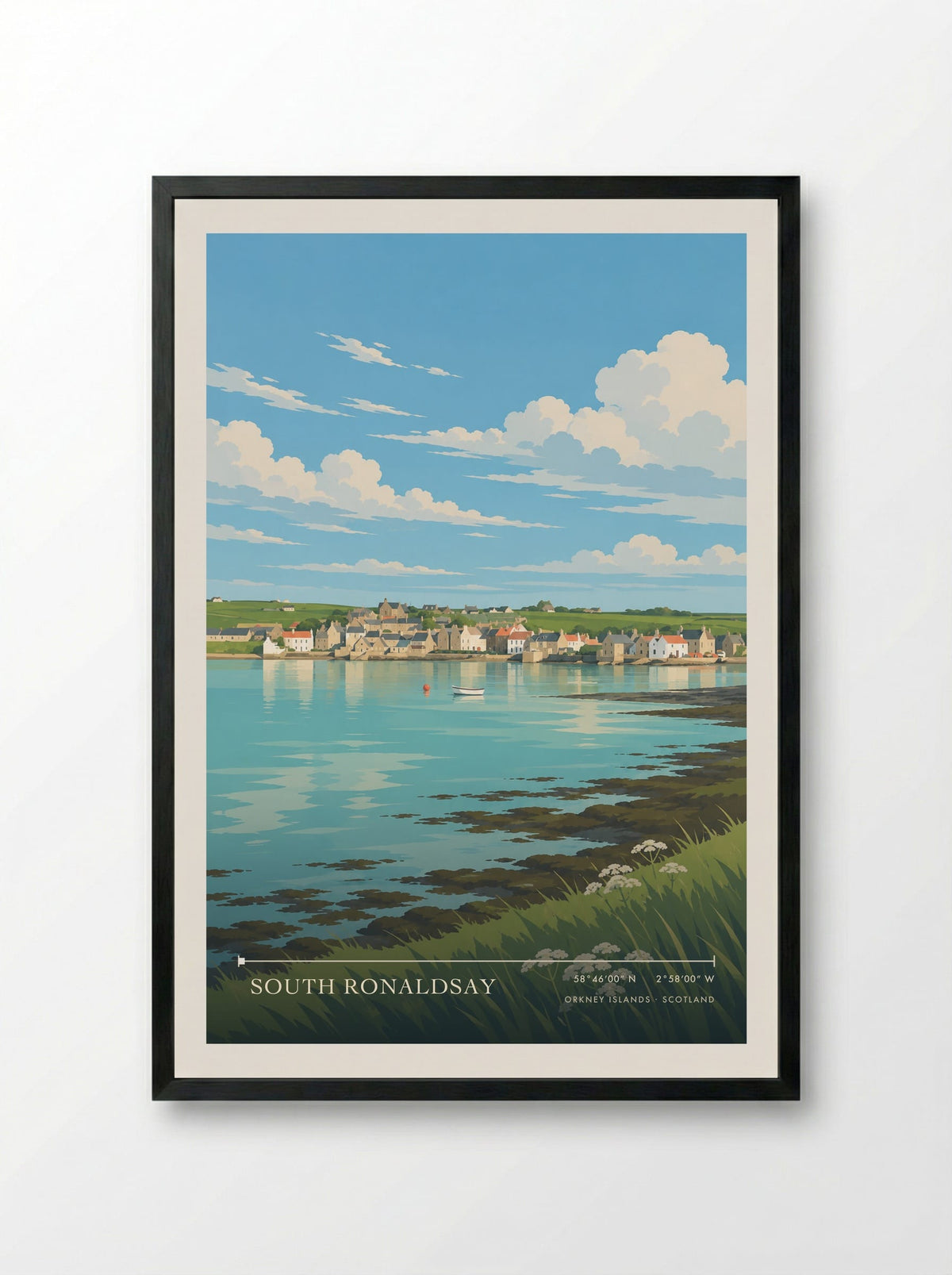 South Ronaldsay, Orkney Islands | Travel Poster - Framed Print Black