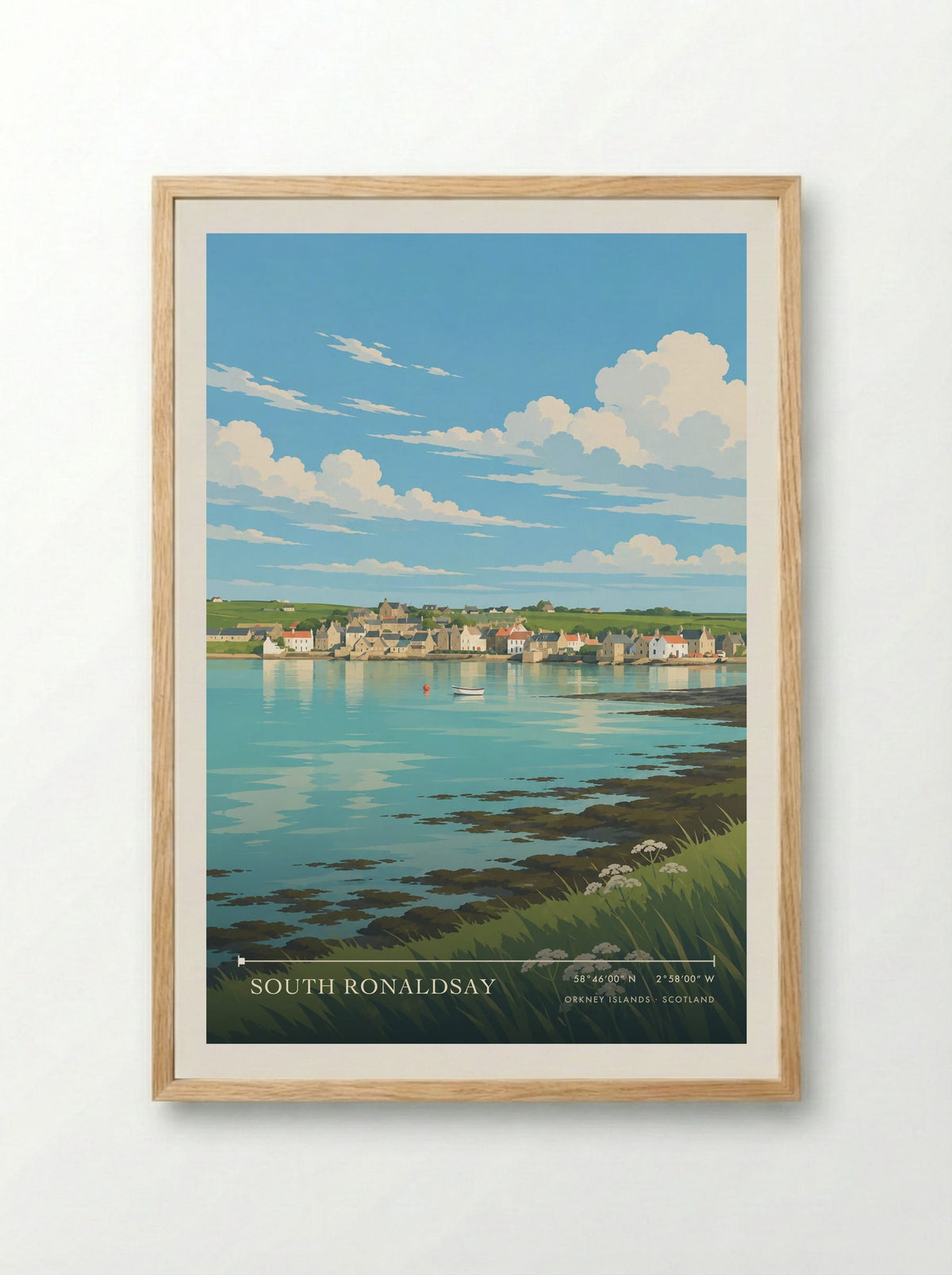 South Ronaldsay, Orkney Islands | Travel Poster - Framed Print Wood