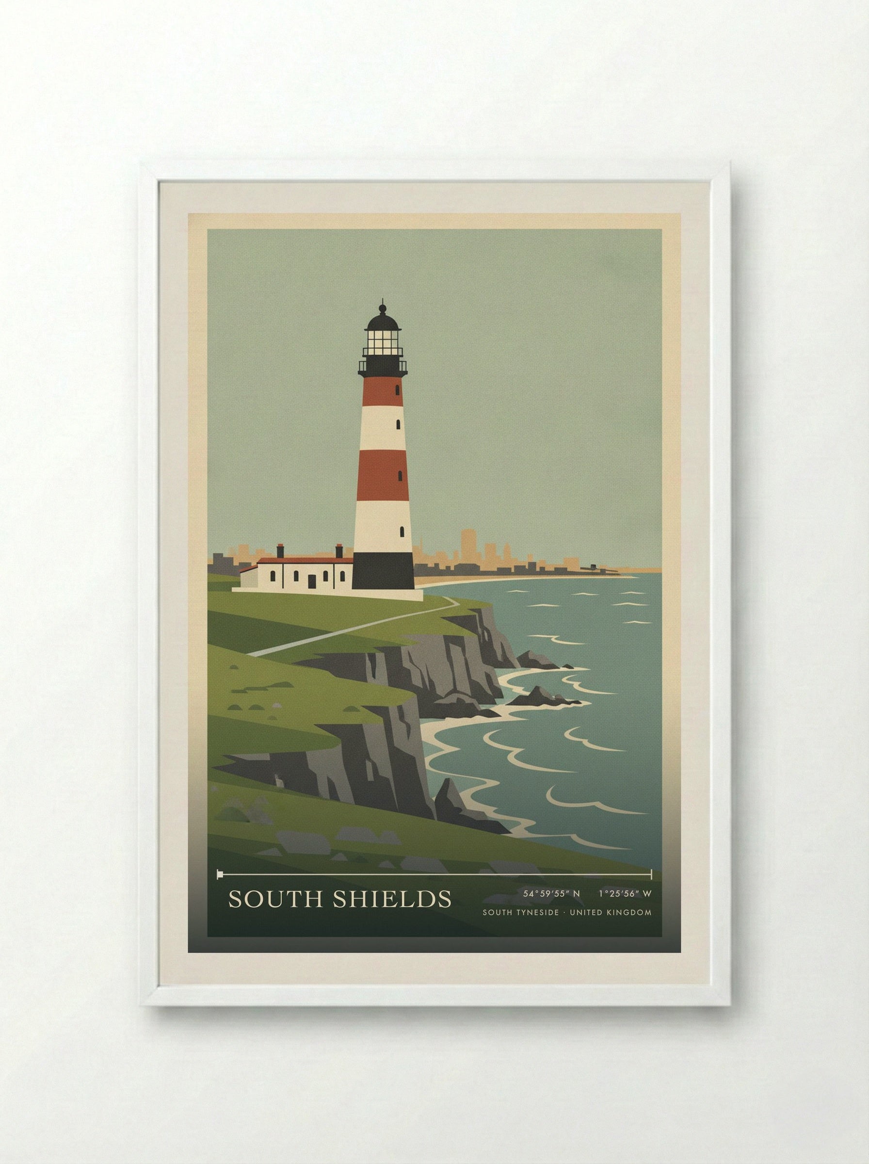 South Shields South Tyneside United Kingdom Travel Poster - Framed Print White