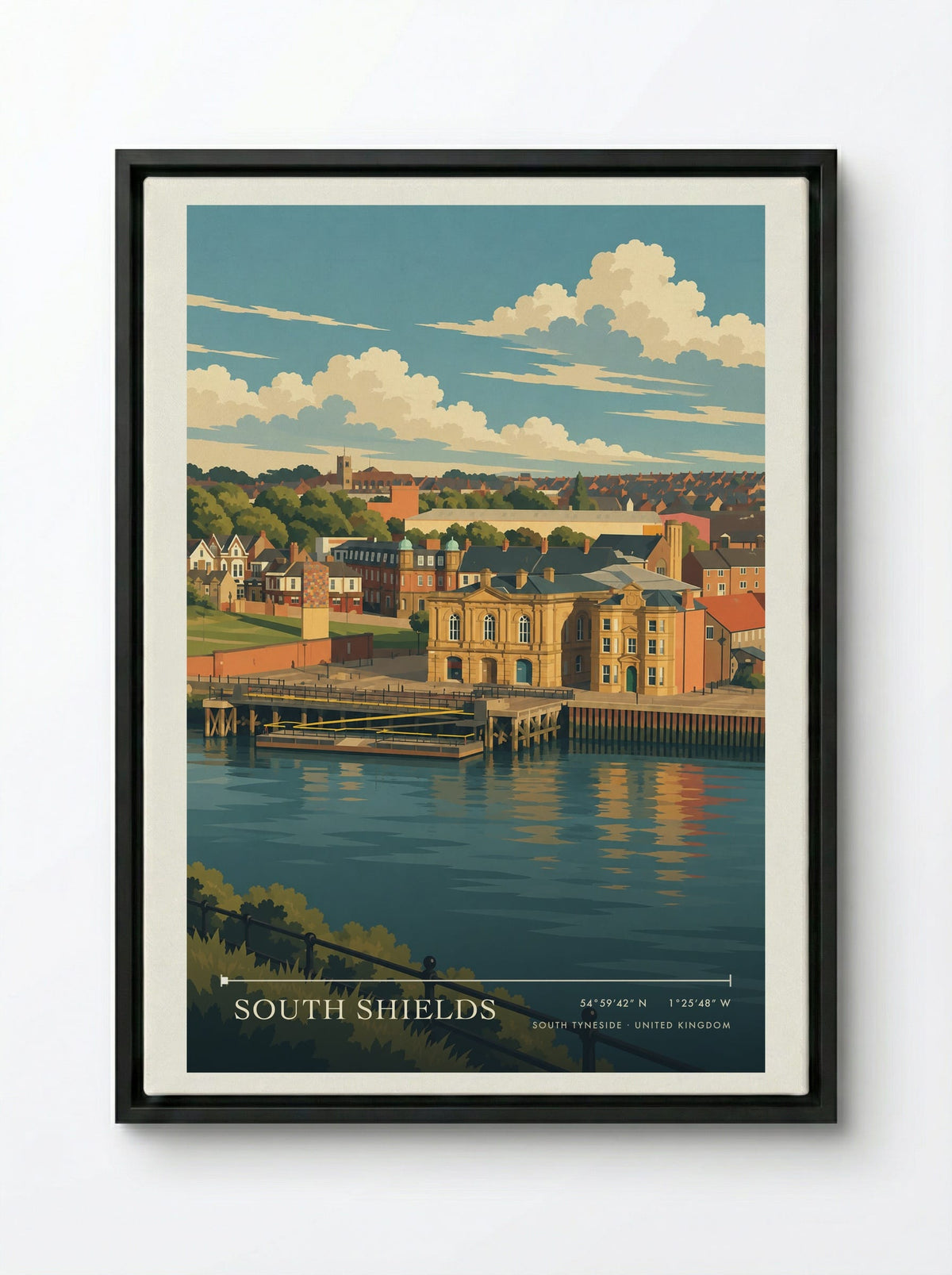 South Shields, South Tyneside | Travel Poster - Framed Canvas Black