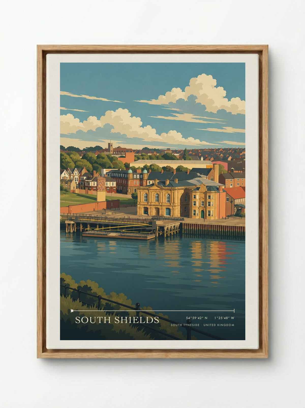 South Shields, South Tyneside | Travel Poster - Framed Canvas Wood