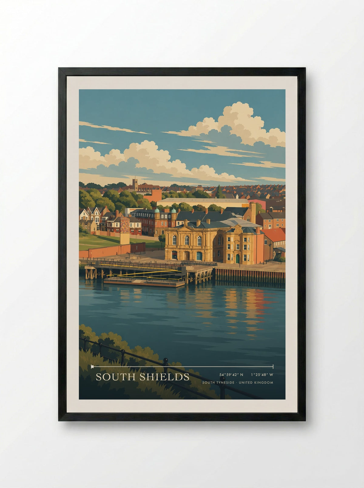 South Shields, South Tyneside | Travel Poster - Framed Print Black