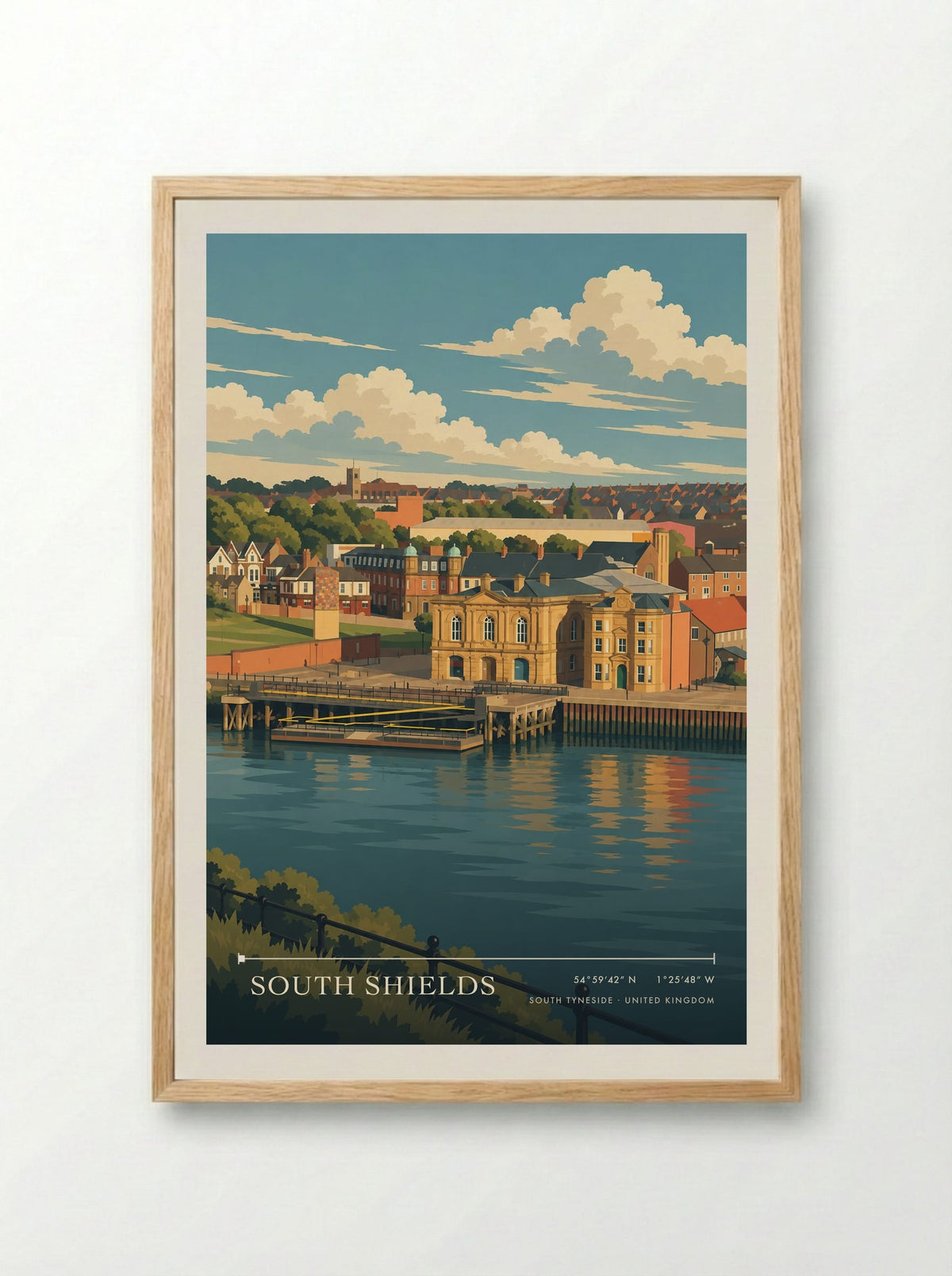 South Shields, South Tyneside | Travel Poster - Framed Print Wood