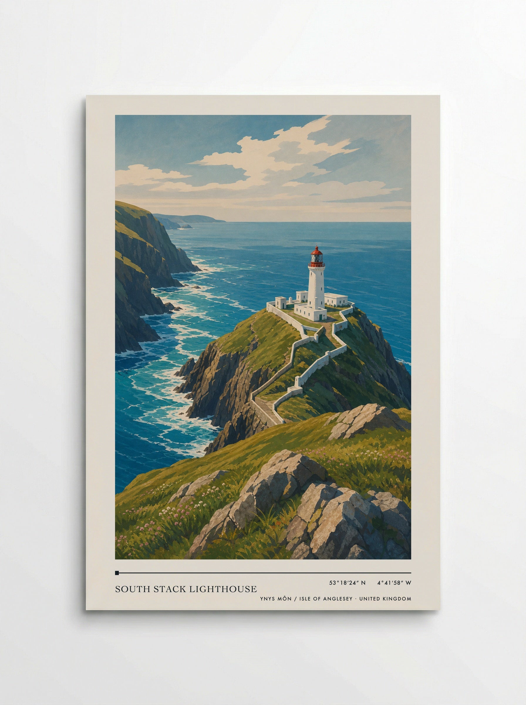 South Stack Lighthouse Ynys Môn / Isle of Anglesey United Kingdom Travel Poster - Poster