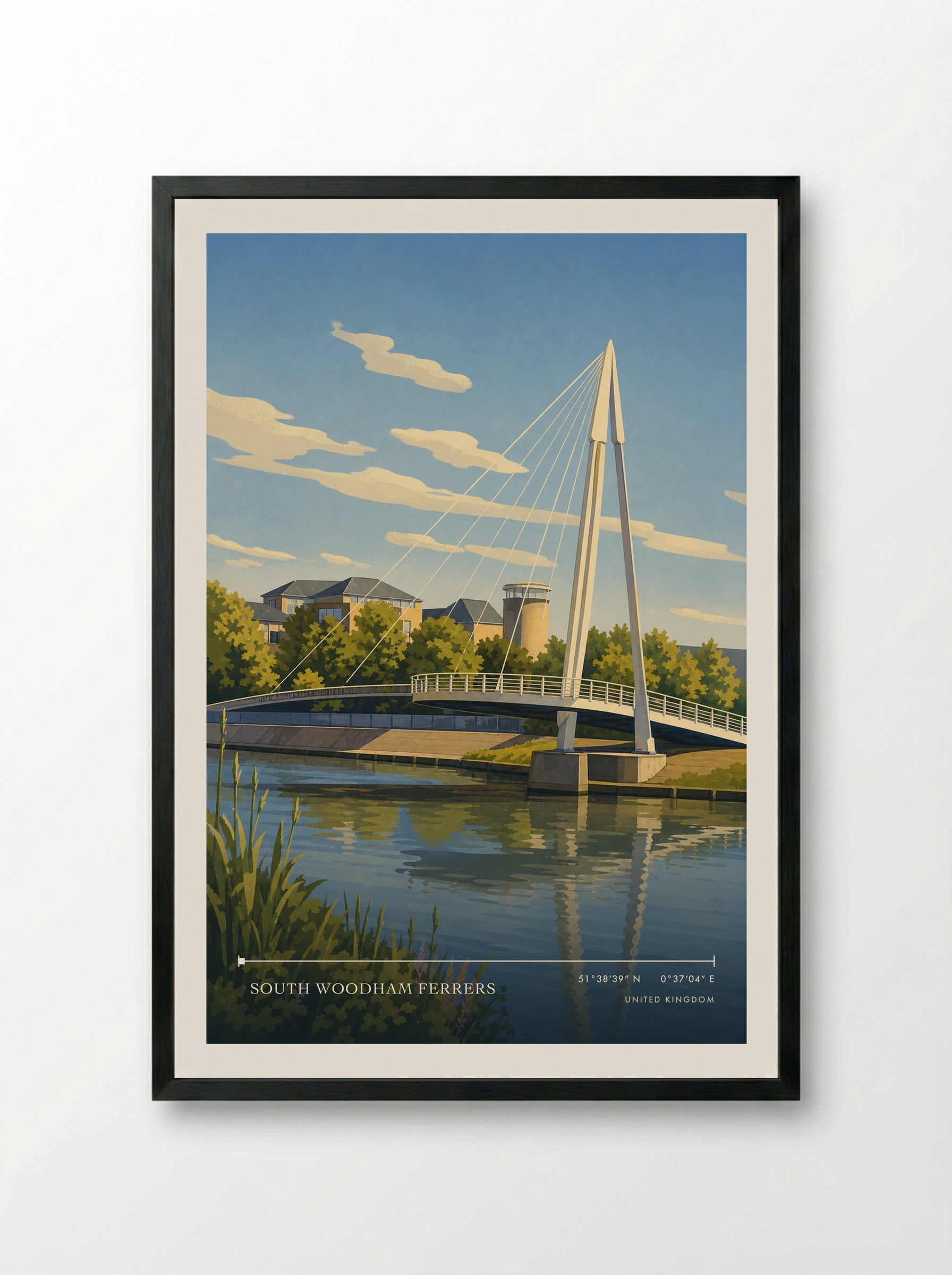 South Woodham Ferrers United Kingdom Travel Poster - Framed Print Black