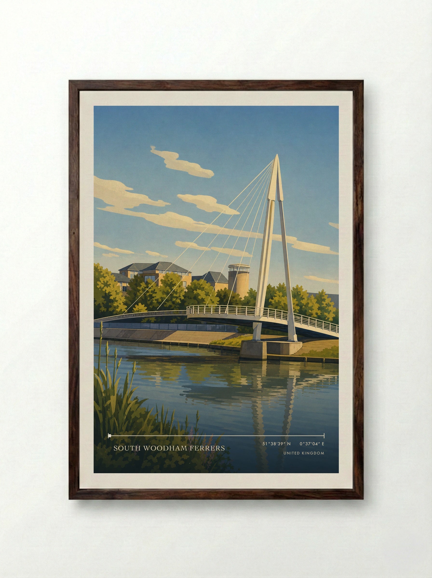 South Woodham Ferrers United Kingdom Travel Poster - Framed Print Dark Wood