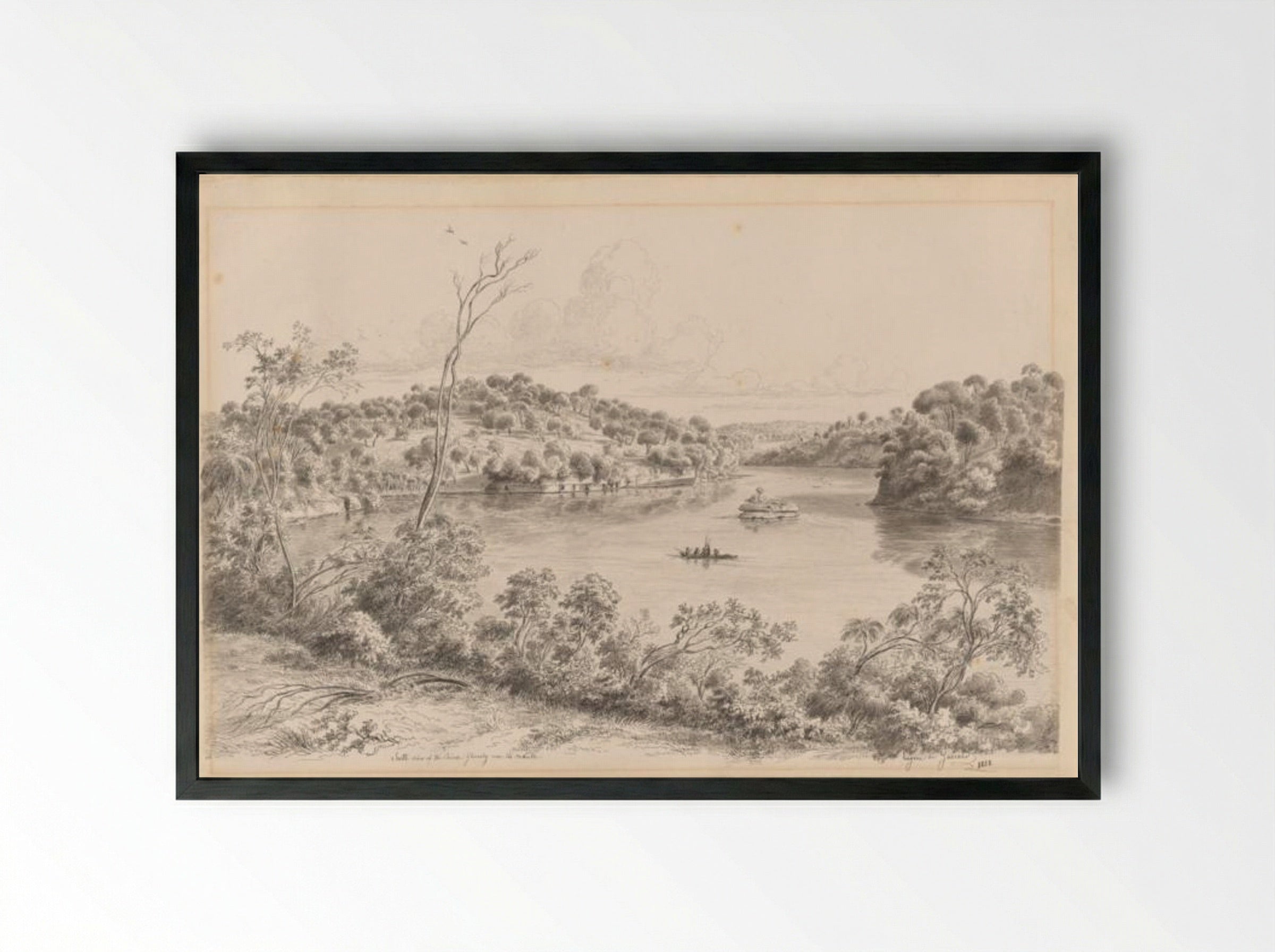 South view of the River Glenelg near its mouth - Eugene von Guerard - Framed Print Black