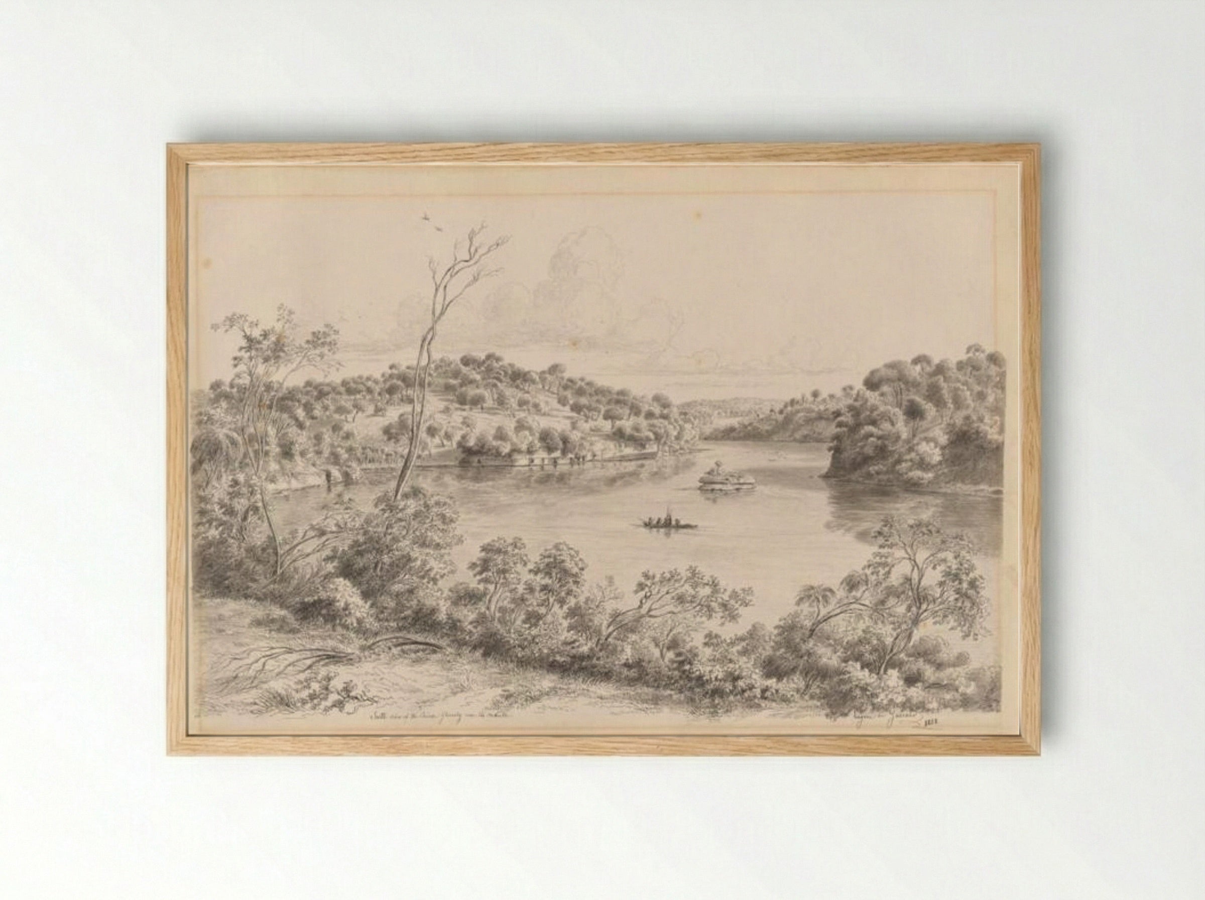South view of the River Glenelg near its mouth - Eugene von Guerard - Framed Print Wood