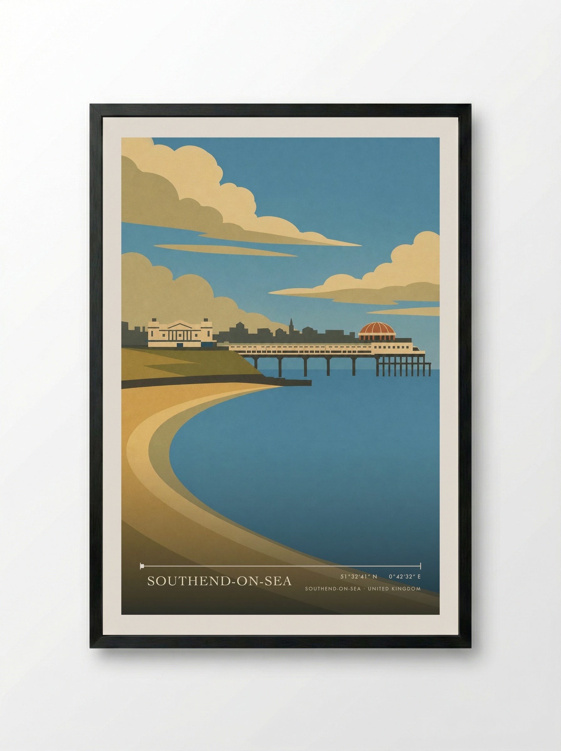 Southend-on-Sea United Kingdom Travel Poster - Framed Print Black