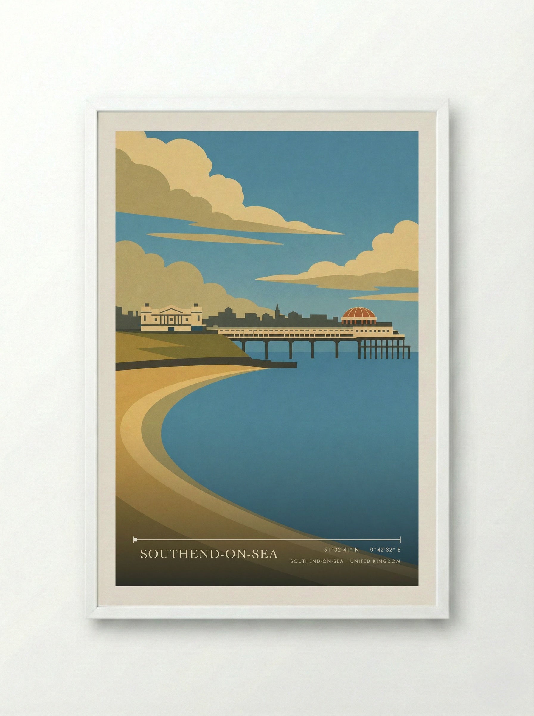 Southend-on-Sea United Kingdom Travel Poster - Framed Print White