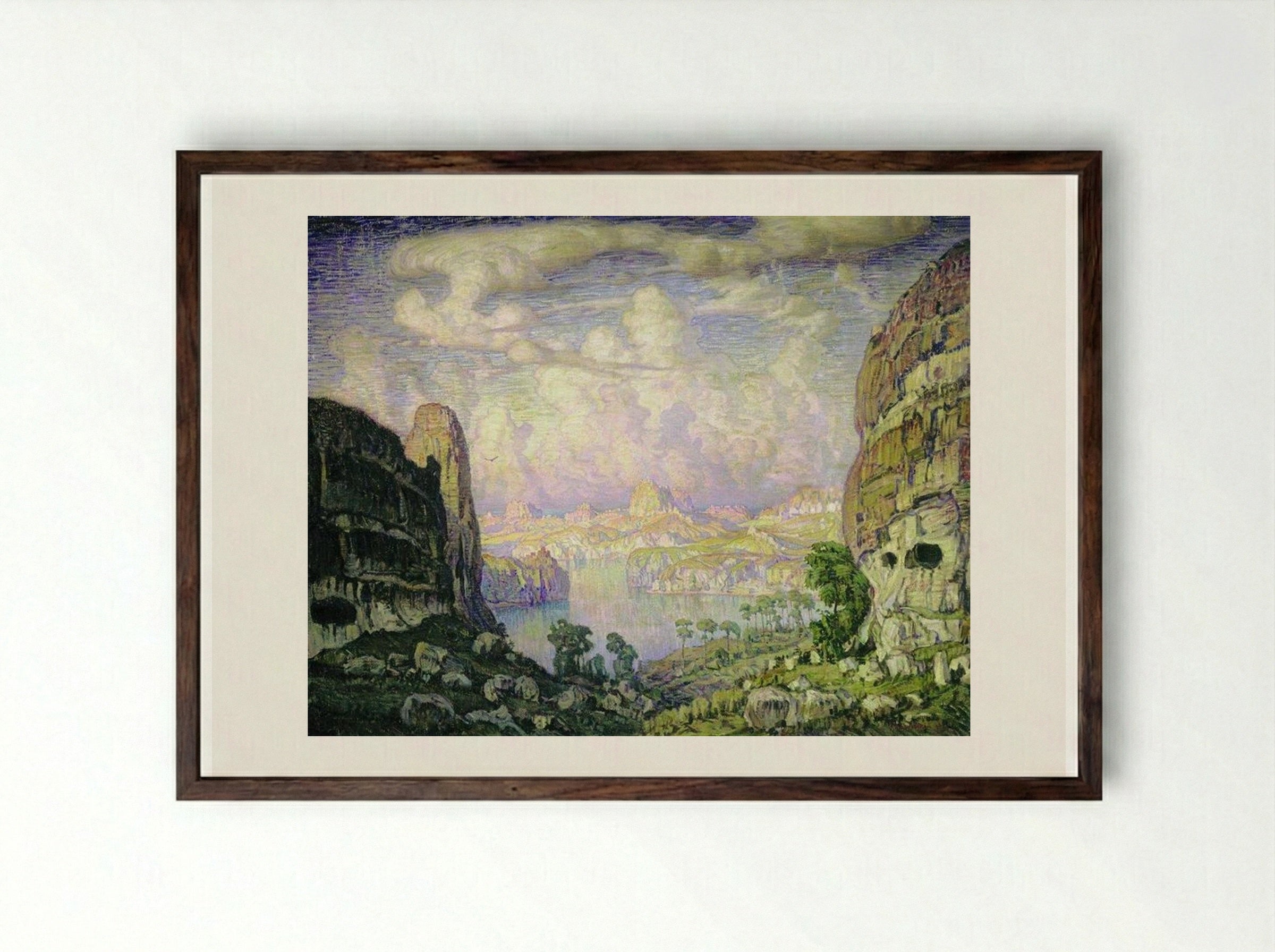 Southern Land. Cave Town - Konstantin Bogaevsky - Framed Print Dark Wood