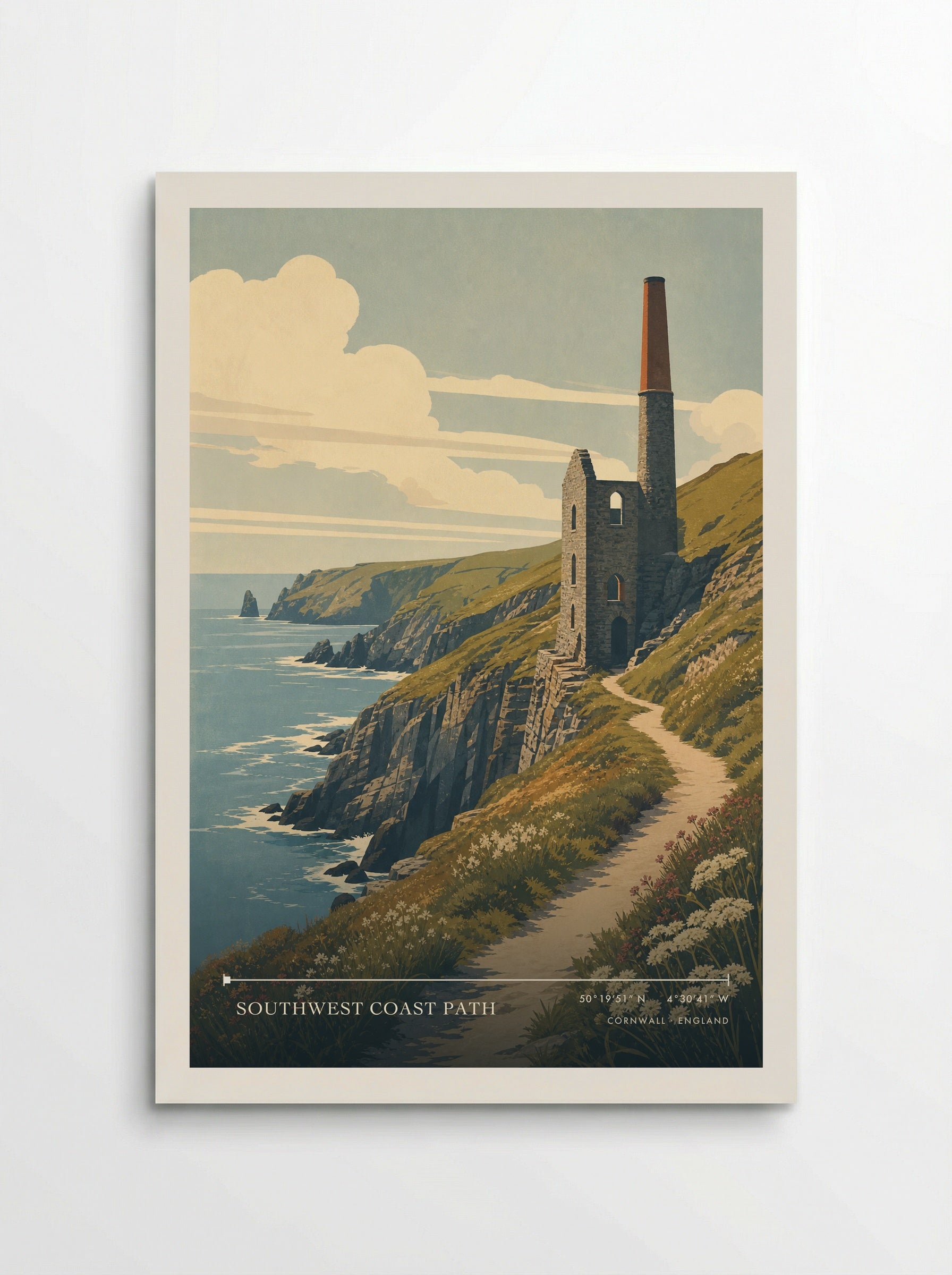 Southwest Coast Path Cornwall England Travel Poster - Poster