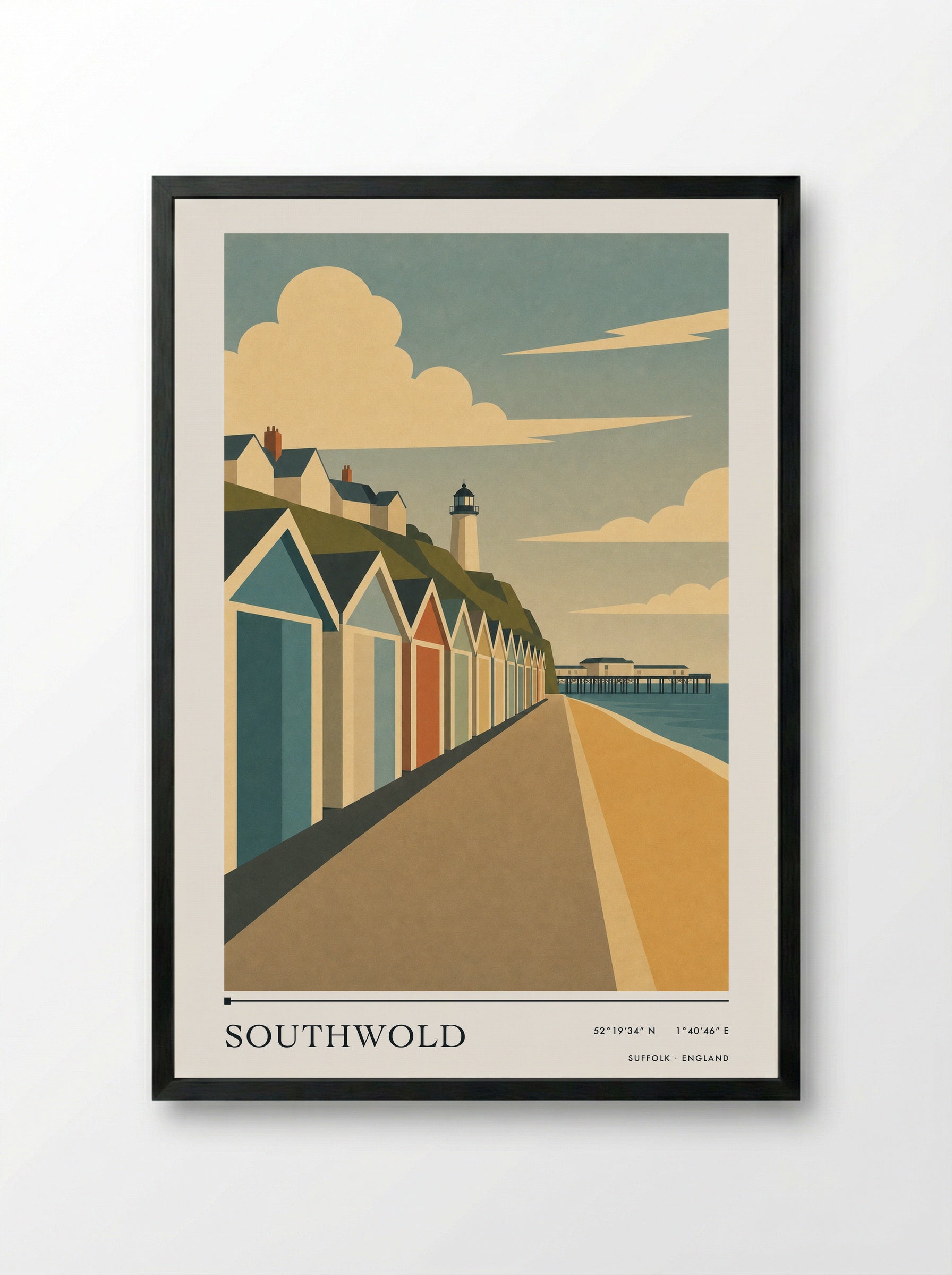 Southwold Suffolk Travel Poster - Framed Print Black