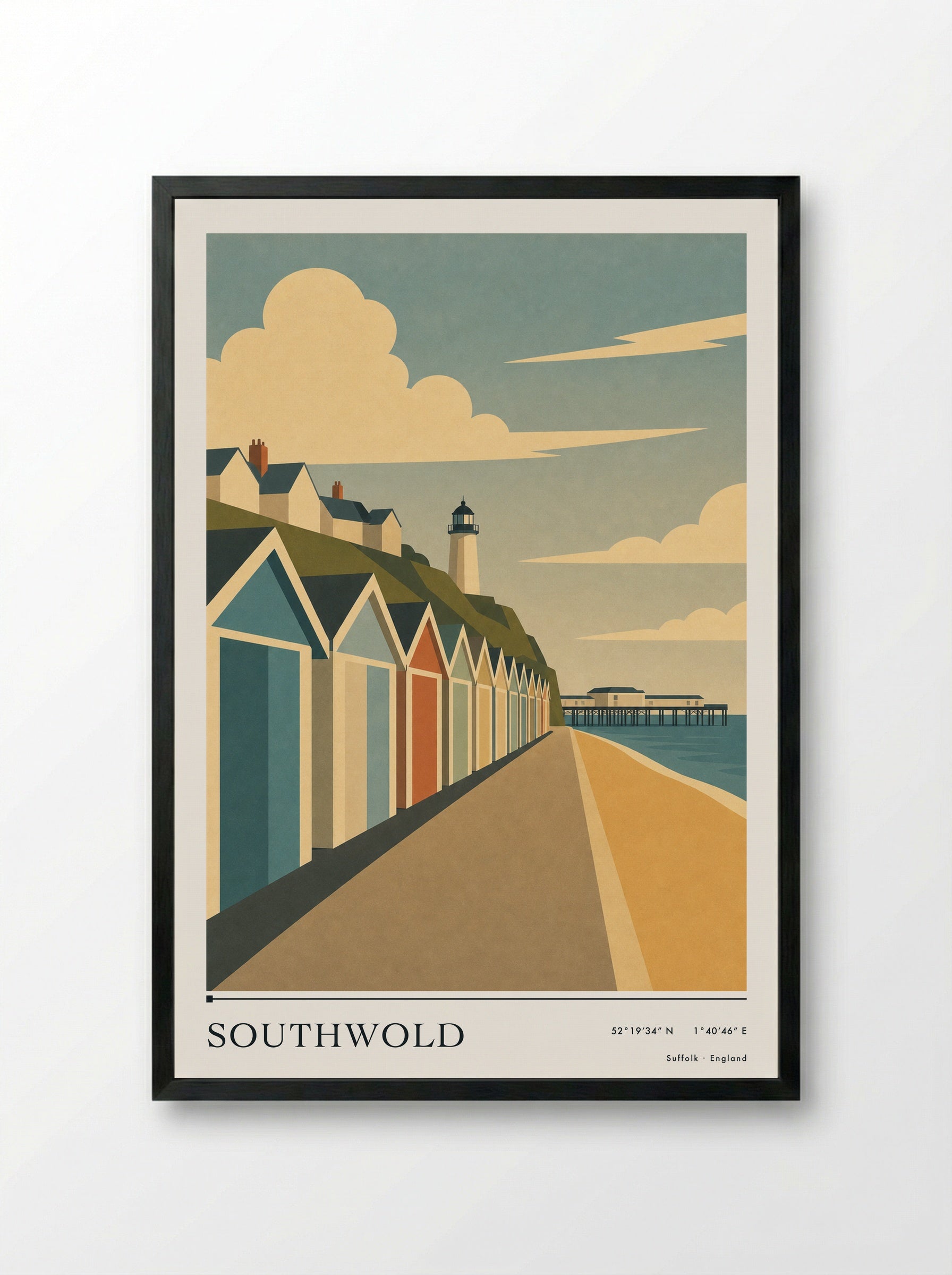Southwold Suffolk Travel Poster - Framed Print Black