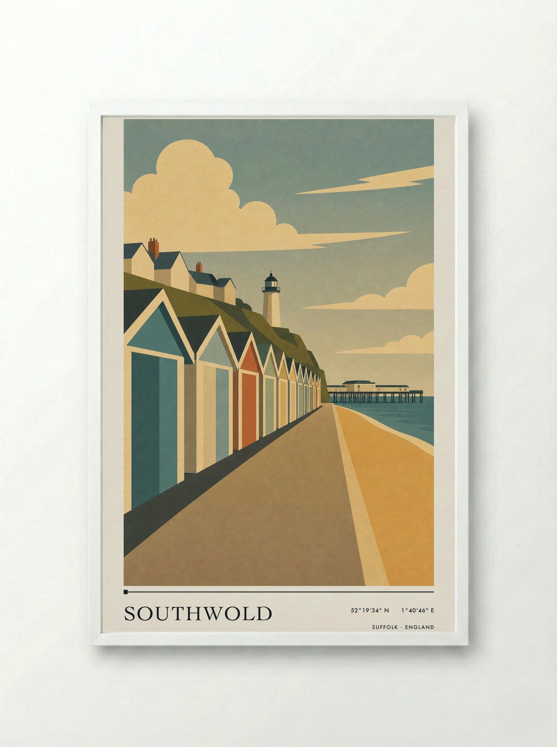 Southwold Suffolk Travel Poster - Framed Print White